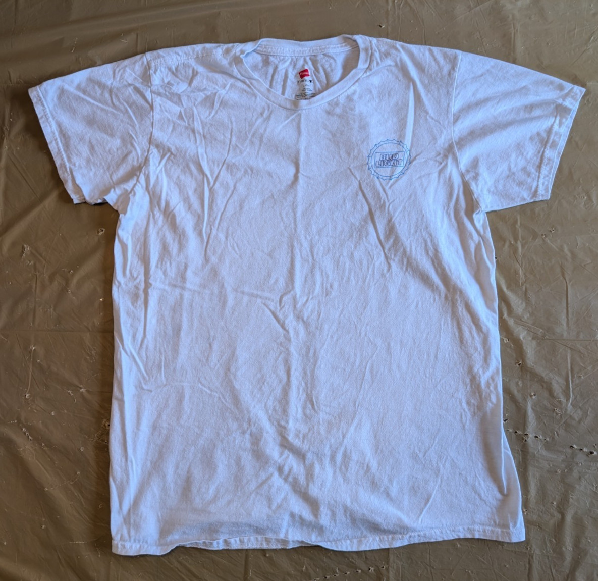 Bud Light Promo Hanes Nano-T Large (Fits XS) 100% Cotton, 2010s Graphic Beer T