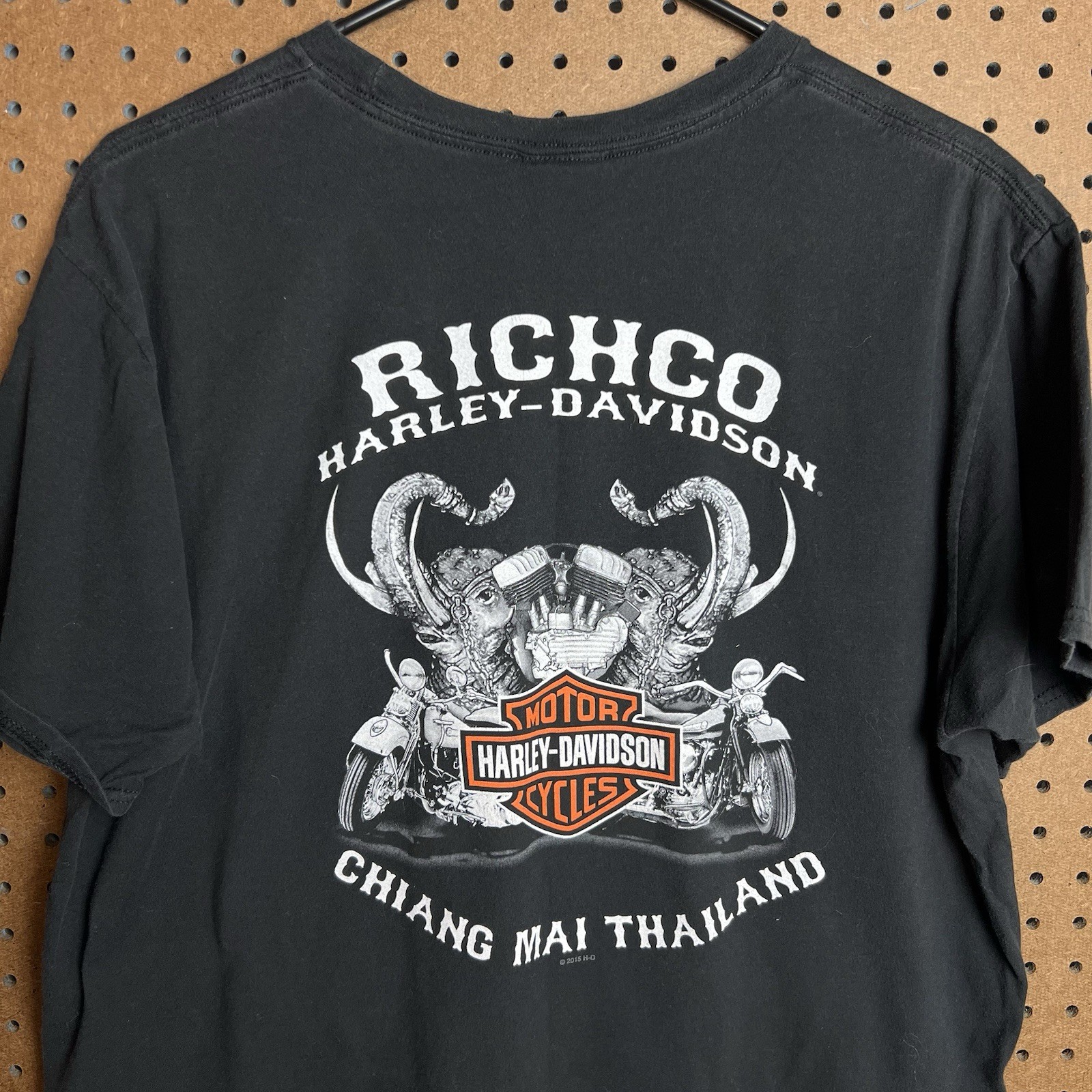 Harley Davidson Shirt Mens XL Black Motorcycle Biker Thailand Foreign Vintage