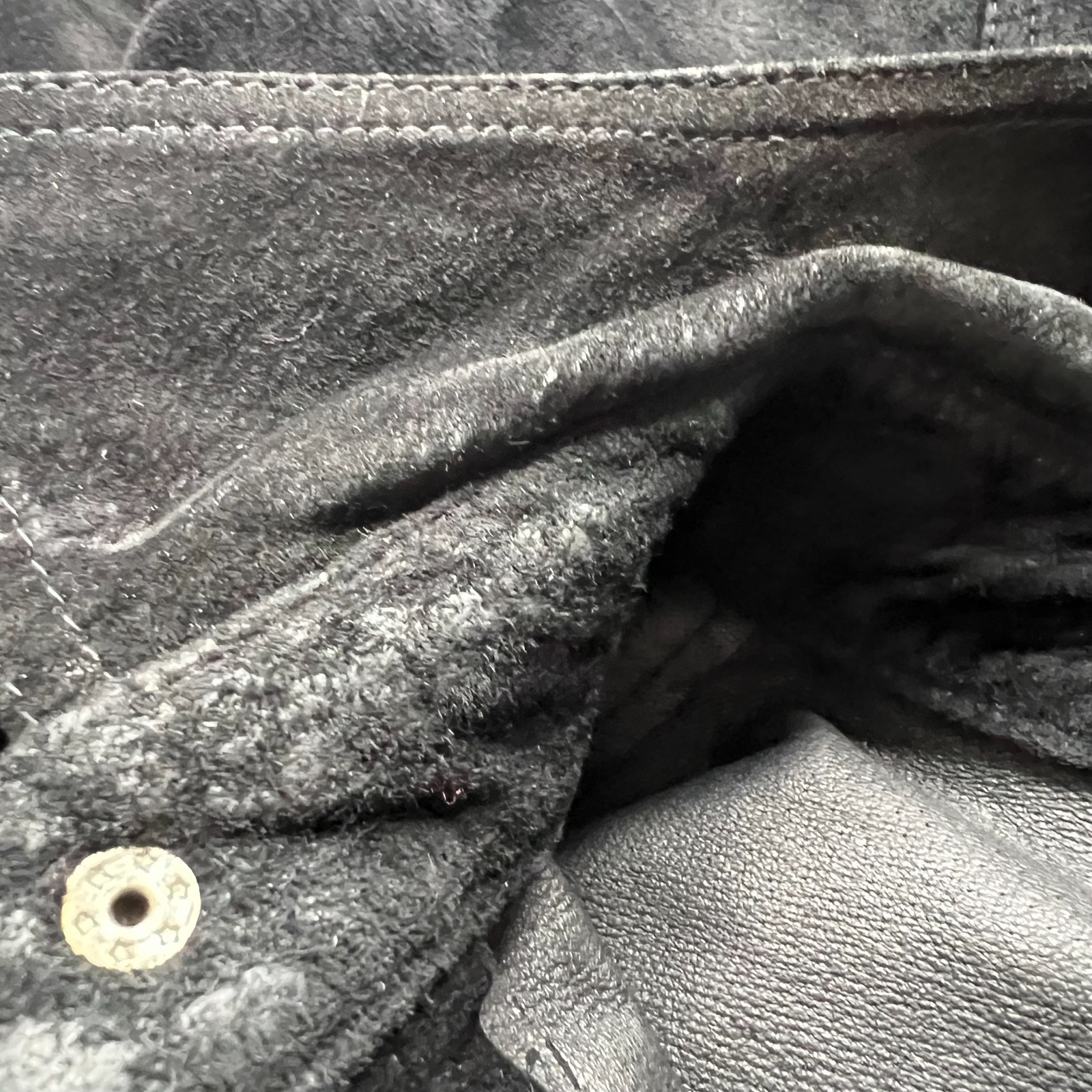 Saxony Collection leather shirt jacket mens Large black suede pocket flaps