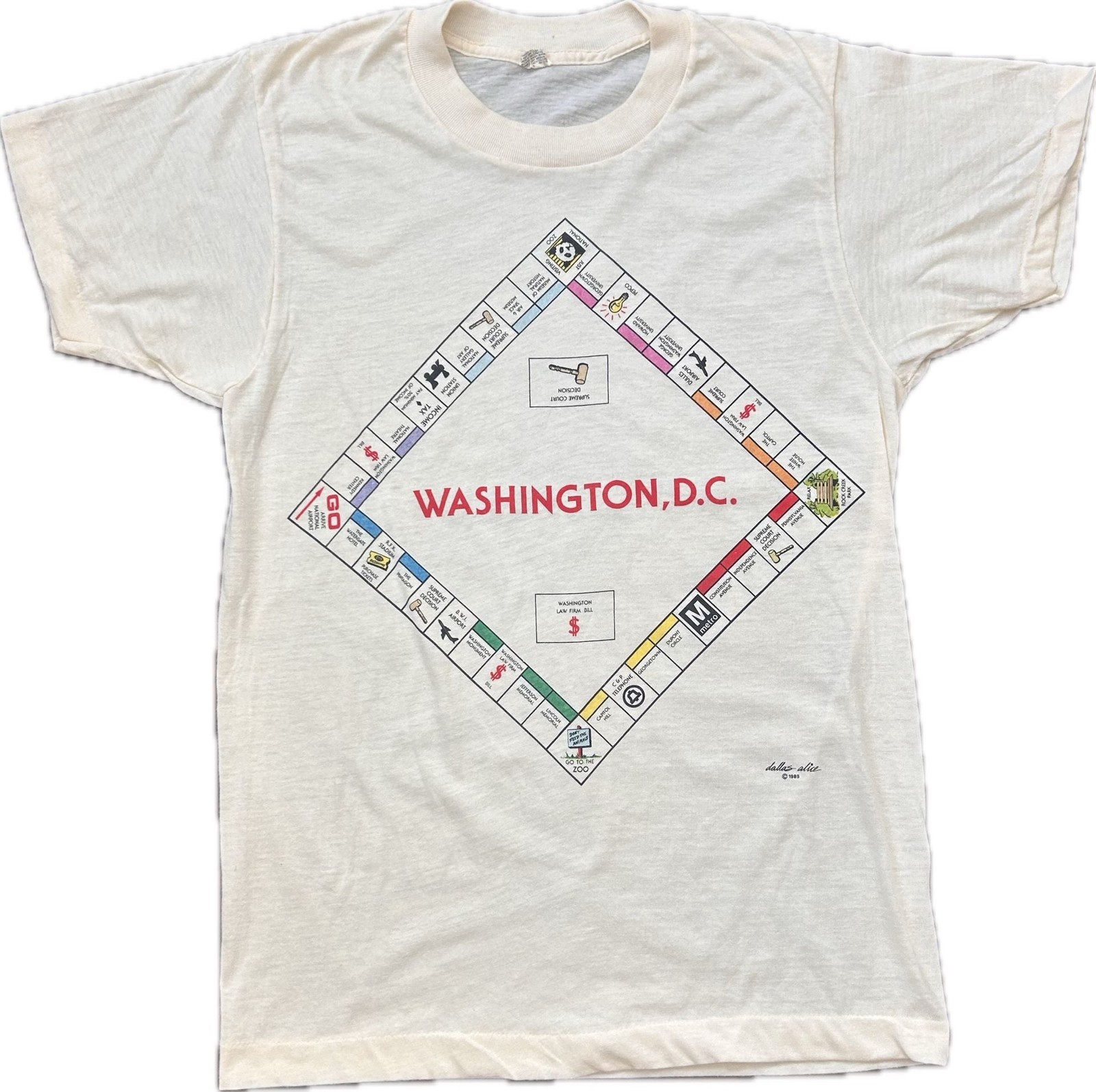 Vintage 1985 Dallas Alice Washington D.C. Monopoly Single Stitch T-Shirt M