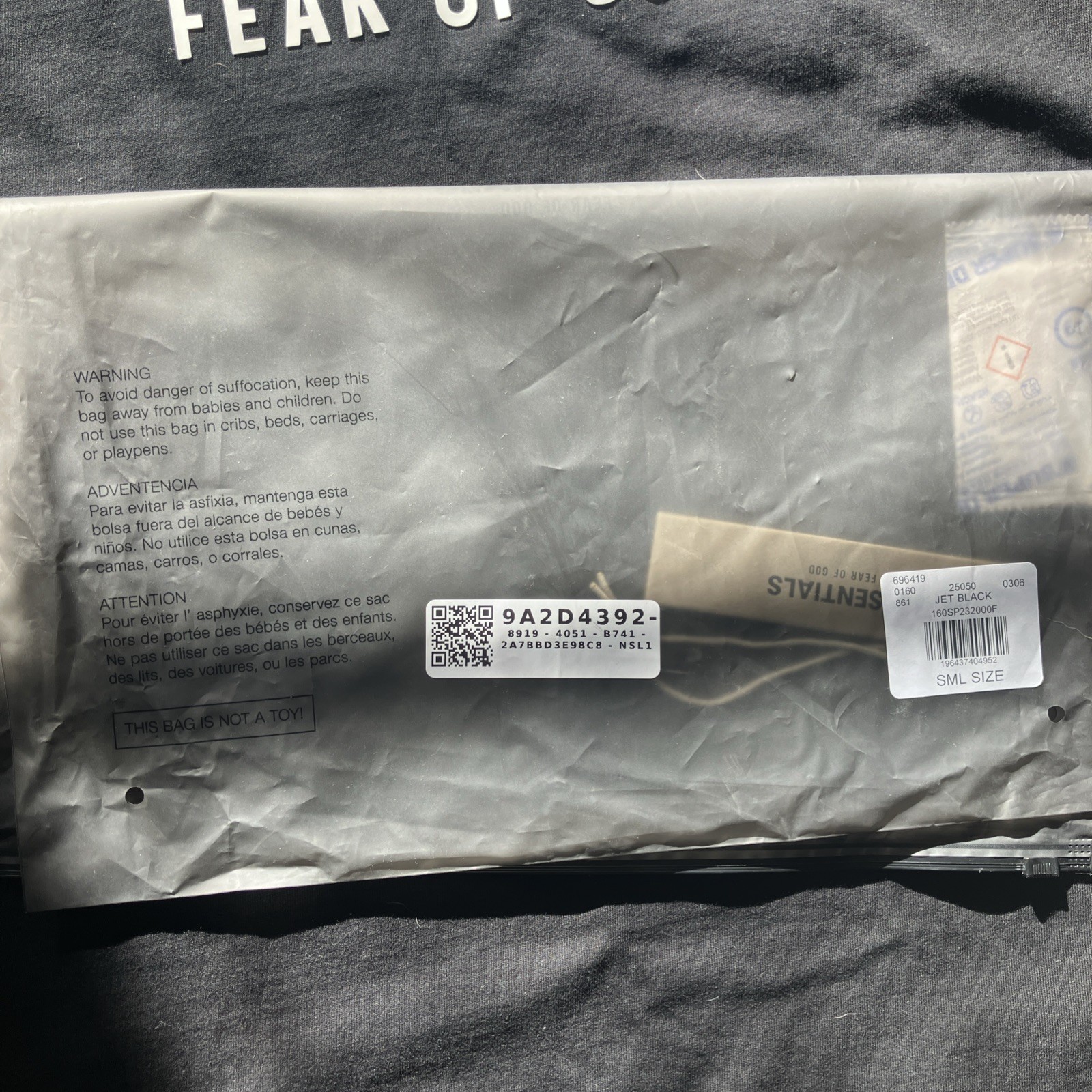 Essentials Jet Black T Shirt Size Small Brand New Never Worn