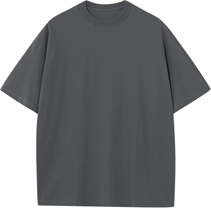 Mens Oversized T-Shirts Fashion Loose Fit Crewneck Tshirt Streetwear Heavyweight