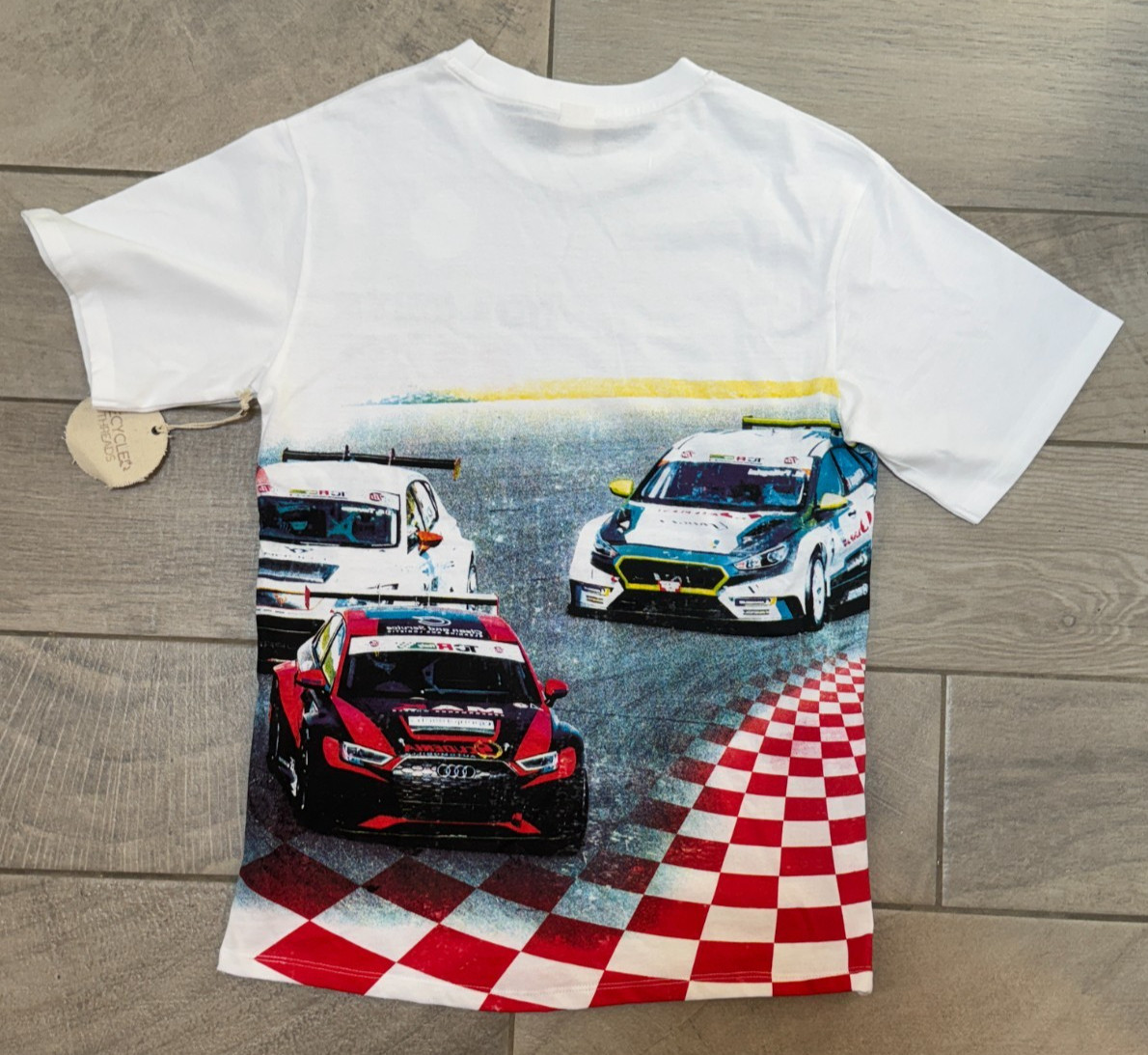 No Limits Racing Graphic T-Shirt USA Riders Co. Race Cars Checkered Flag NWT