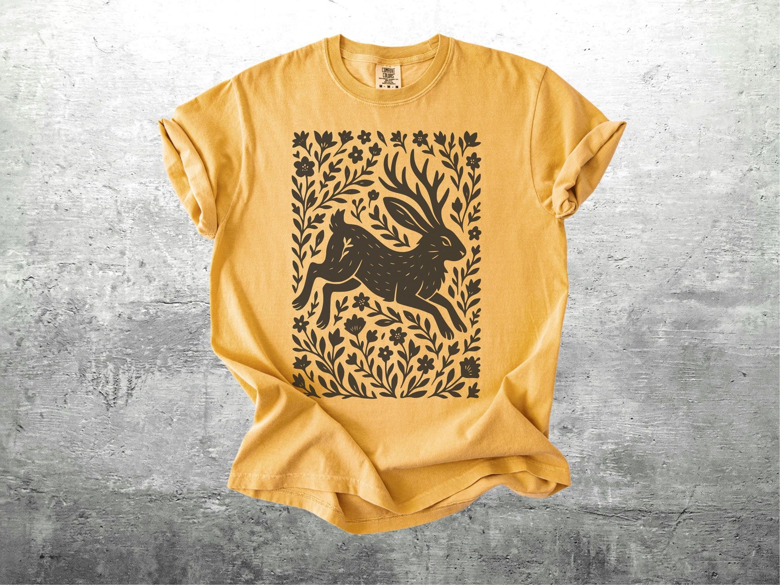 Jackalope Shirt, Dark Cottagecore, Fairycore, Goblincore, Dark Academia, Floral