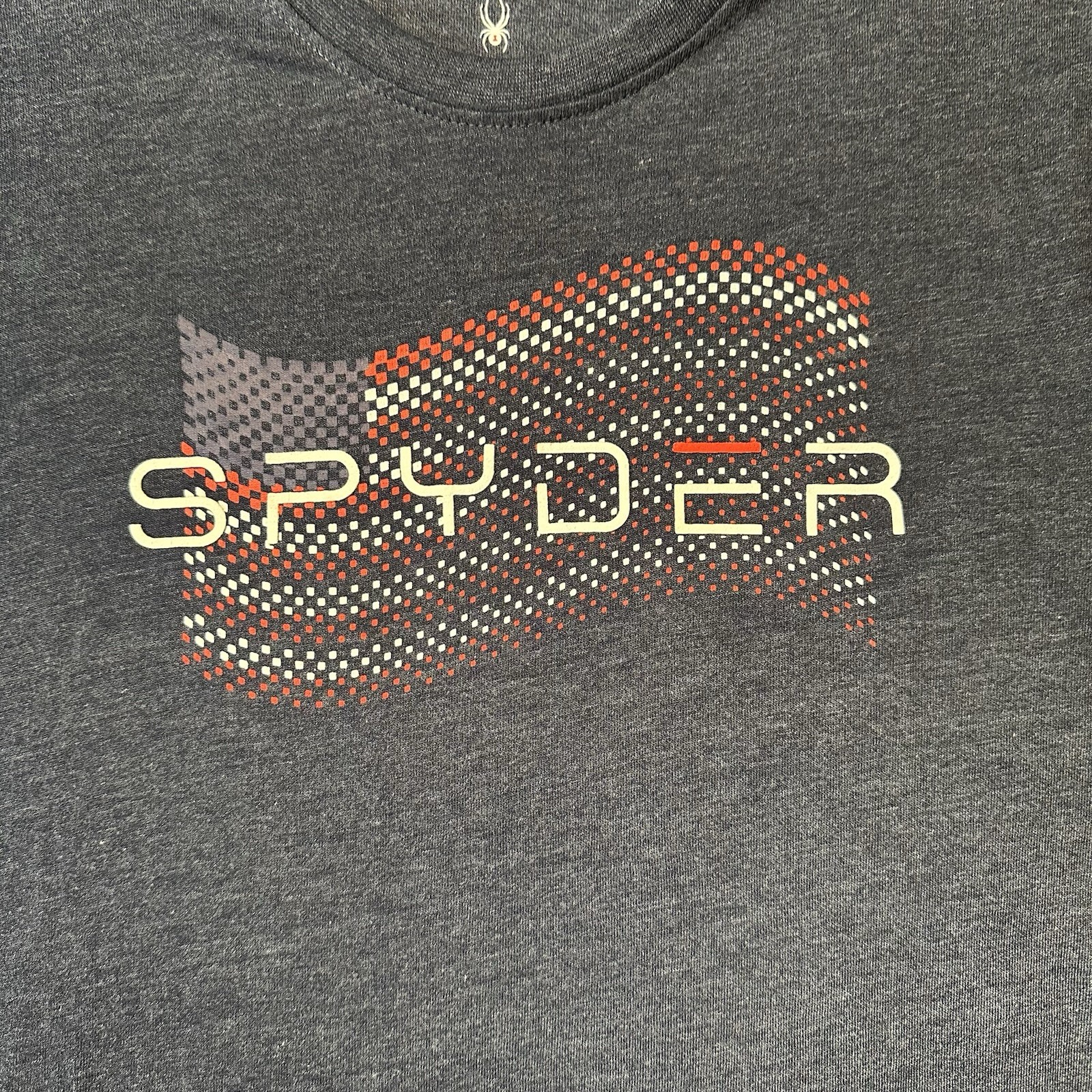 Spyder Mens Medium Graphic T Shirt Blue Logo Outdoor Athletic Sport Flag NWT