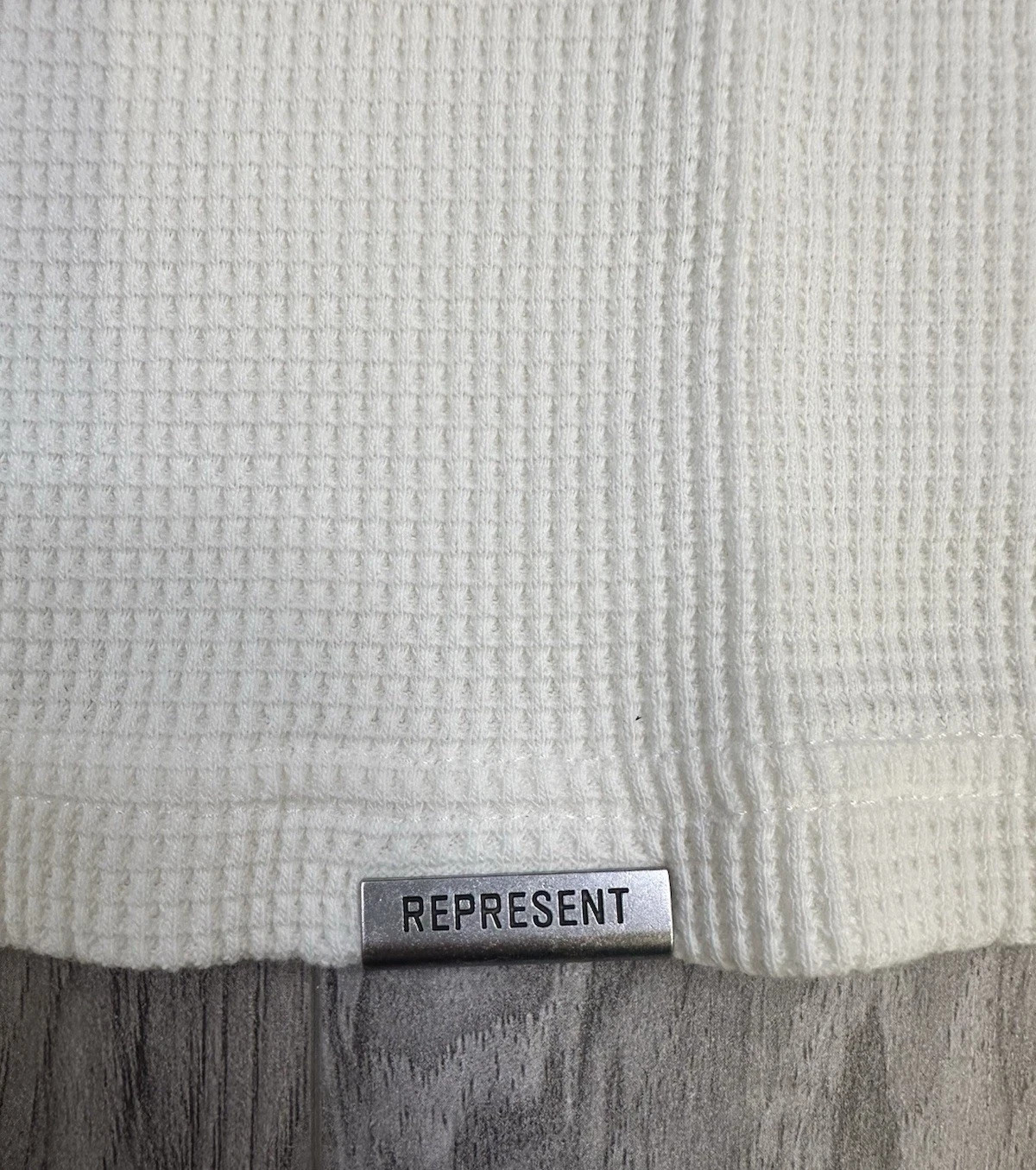 Represent Waffle T-Shirt Flat White Mens Size Small Oversized Boxy Fit NEW