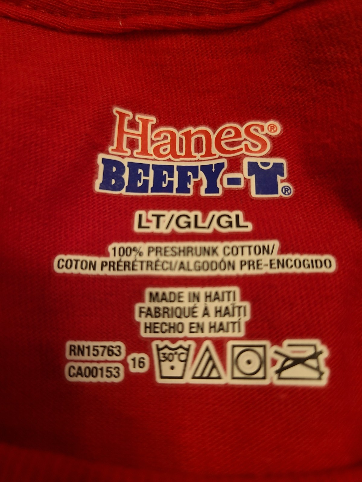 Lot of 3 Hanes Beefy T-shirts Mens Large Tall LT Long length Red Blue Black