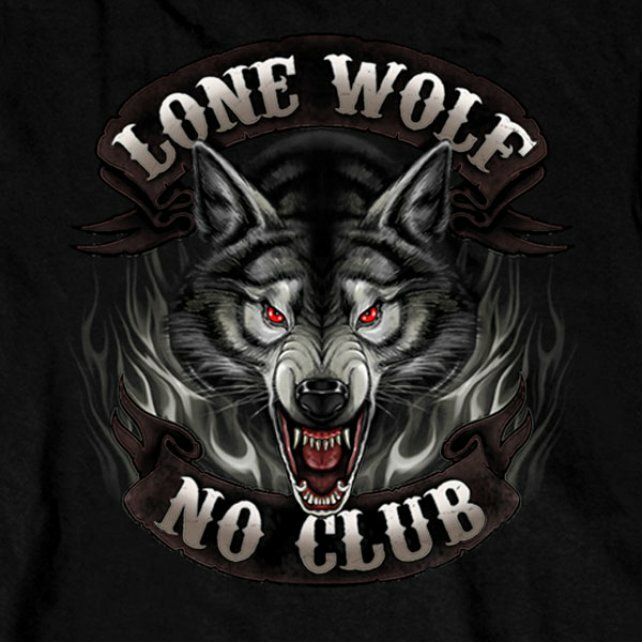 Lone Wolf No Club Biker Motorcycles Tattoos USA Mens Long Sleeve T Shirt GMD2007