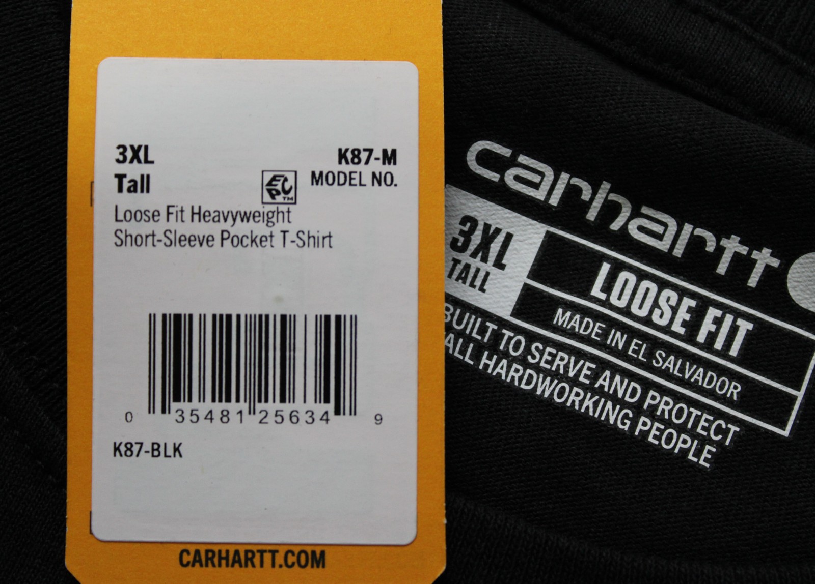 Carhartt Men&rsquo;s Tall Loose Fit Short Sleeve Pocket T-Shirt EJ3 Black Size 3XL