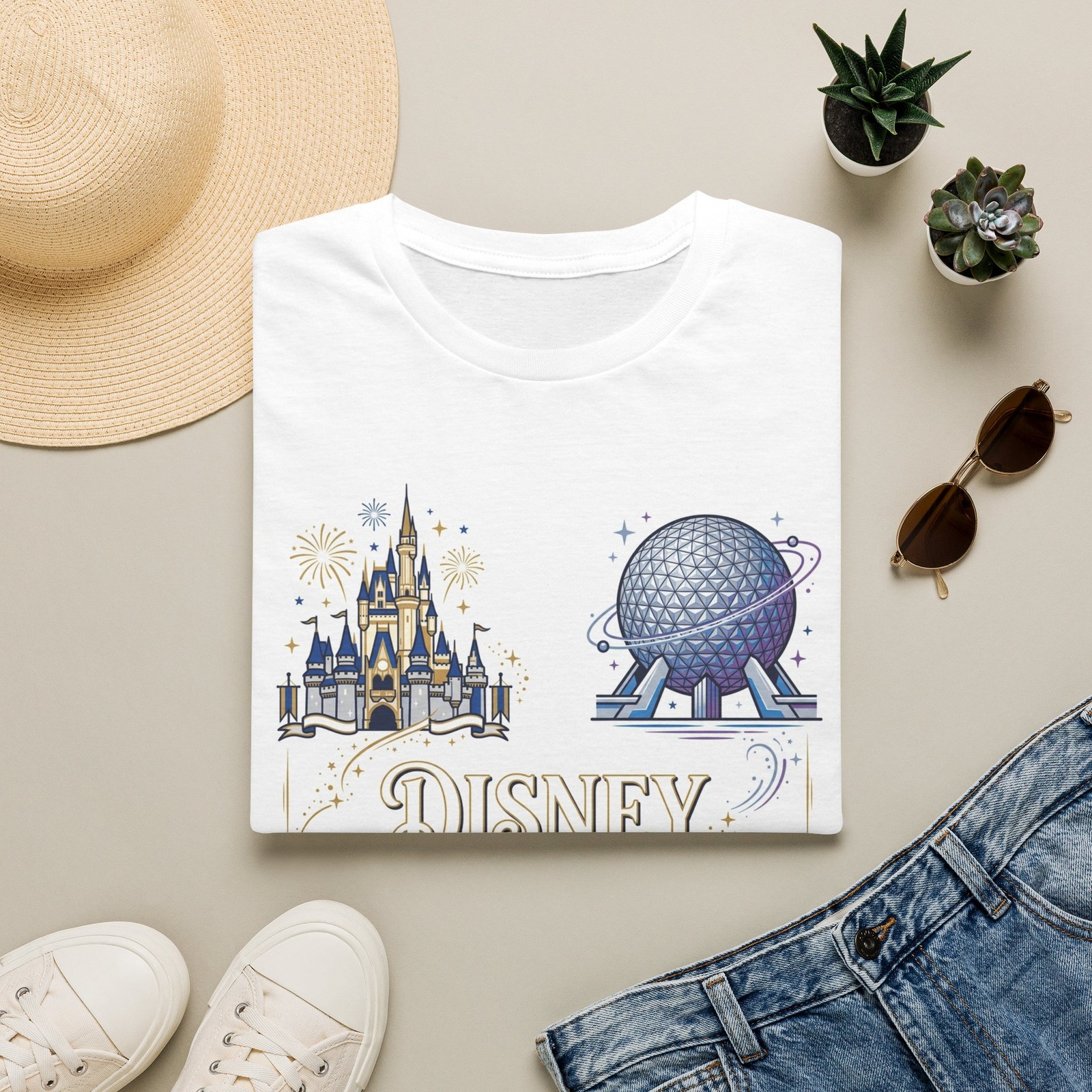 Disney Castle and Epcot Spaceship Earth T-Shirt | Theme Park Icons