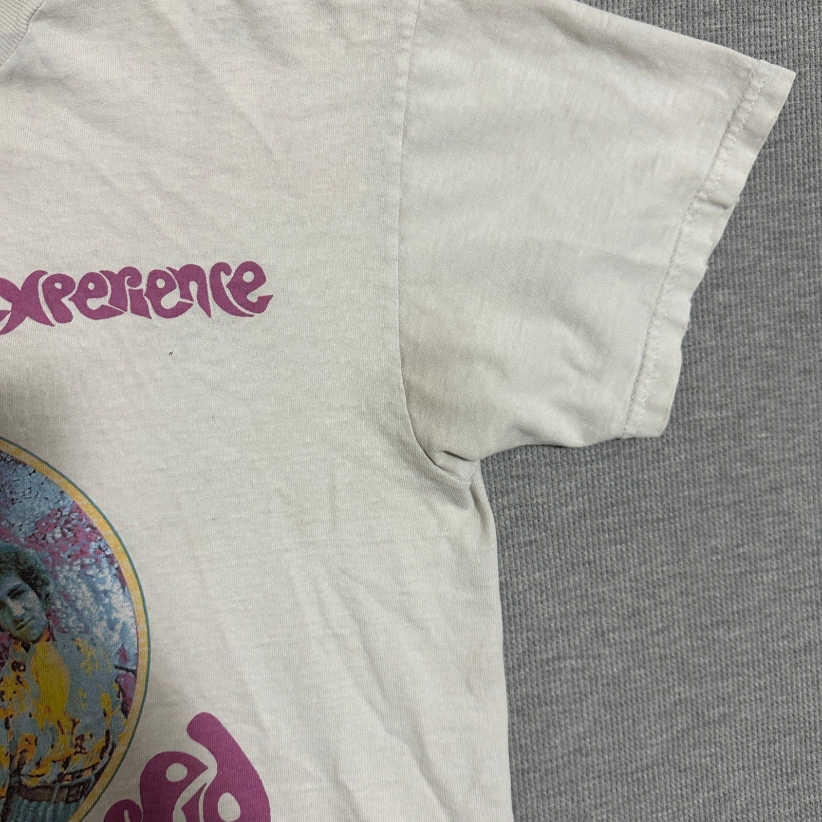 Authentic Hendrix Are You Experienced Band T-Shirt Distressed White Mens Medium