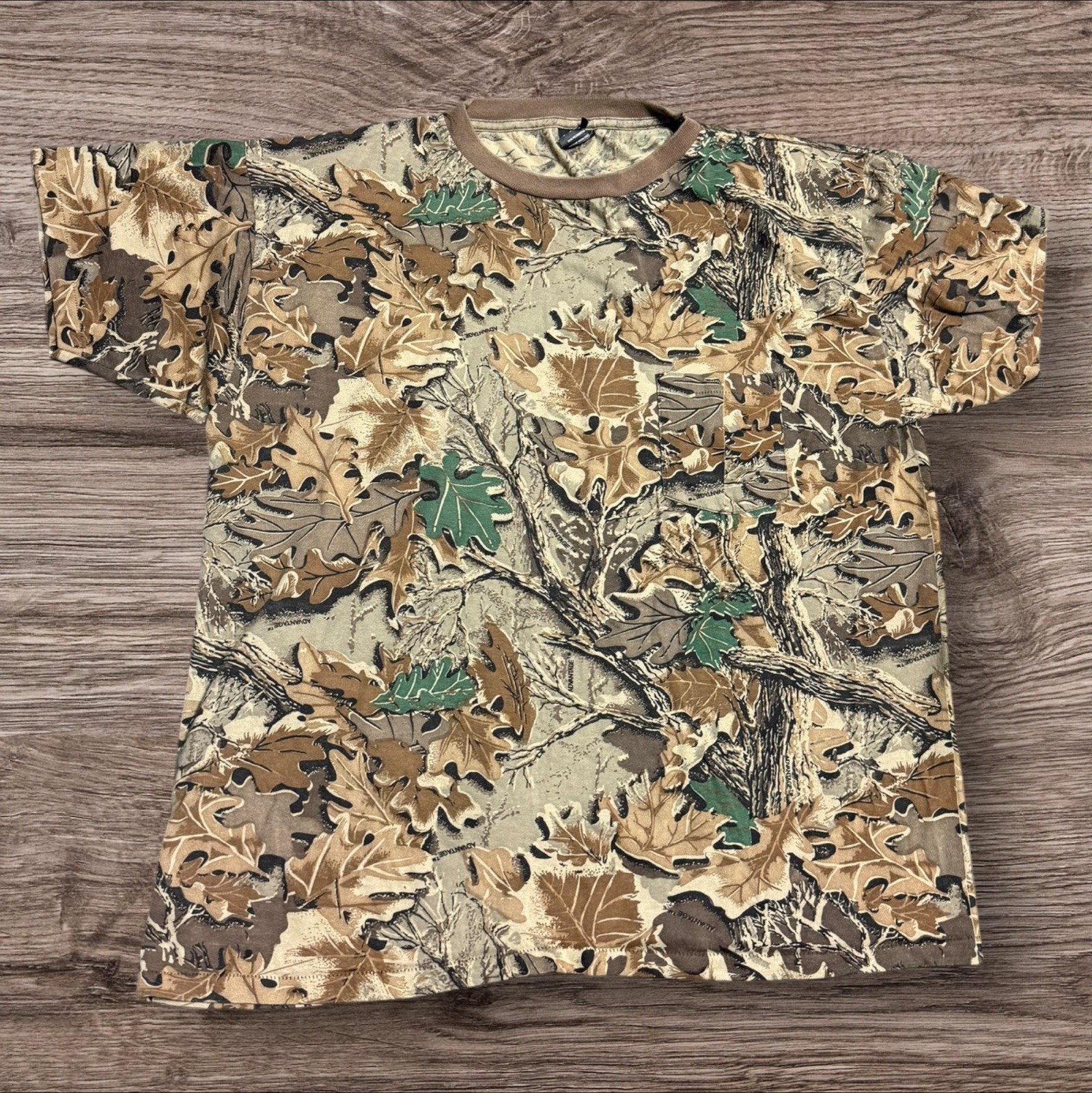 VTG 80s 90s Ace Sportswear Camouflage Pocket T Shirt Adult XL Multicolor USA