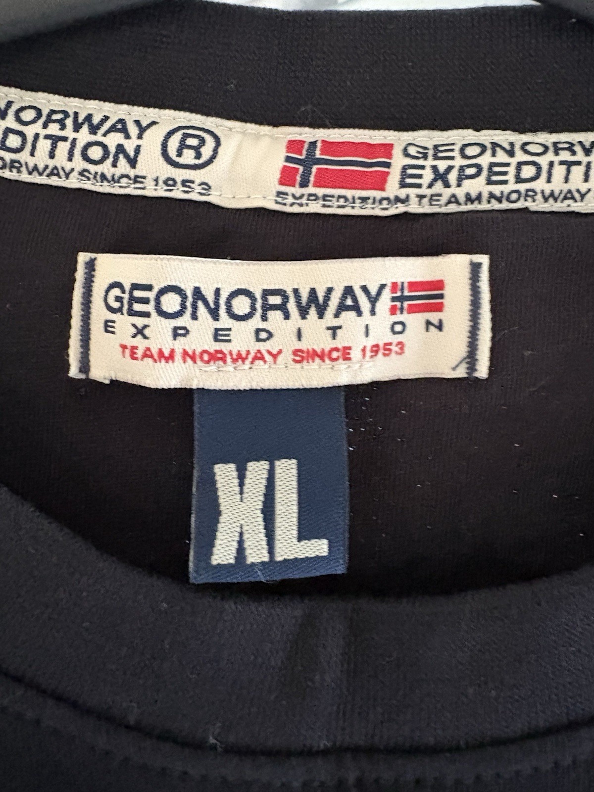 Geonorway Expedition Team Norway Flag Graphic Black Crew Neck T-Shirt XL