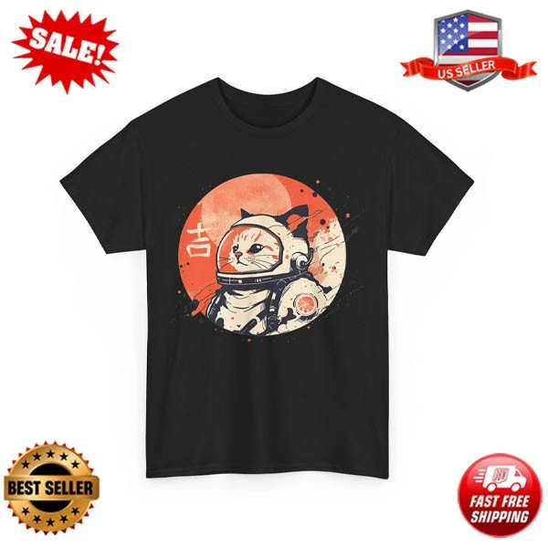 Japanese Cat T-Shirt, Space Cats Lovers Japanese Style Women Men T-Shirt