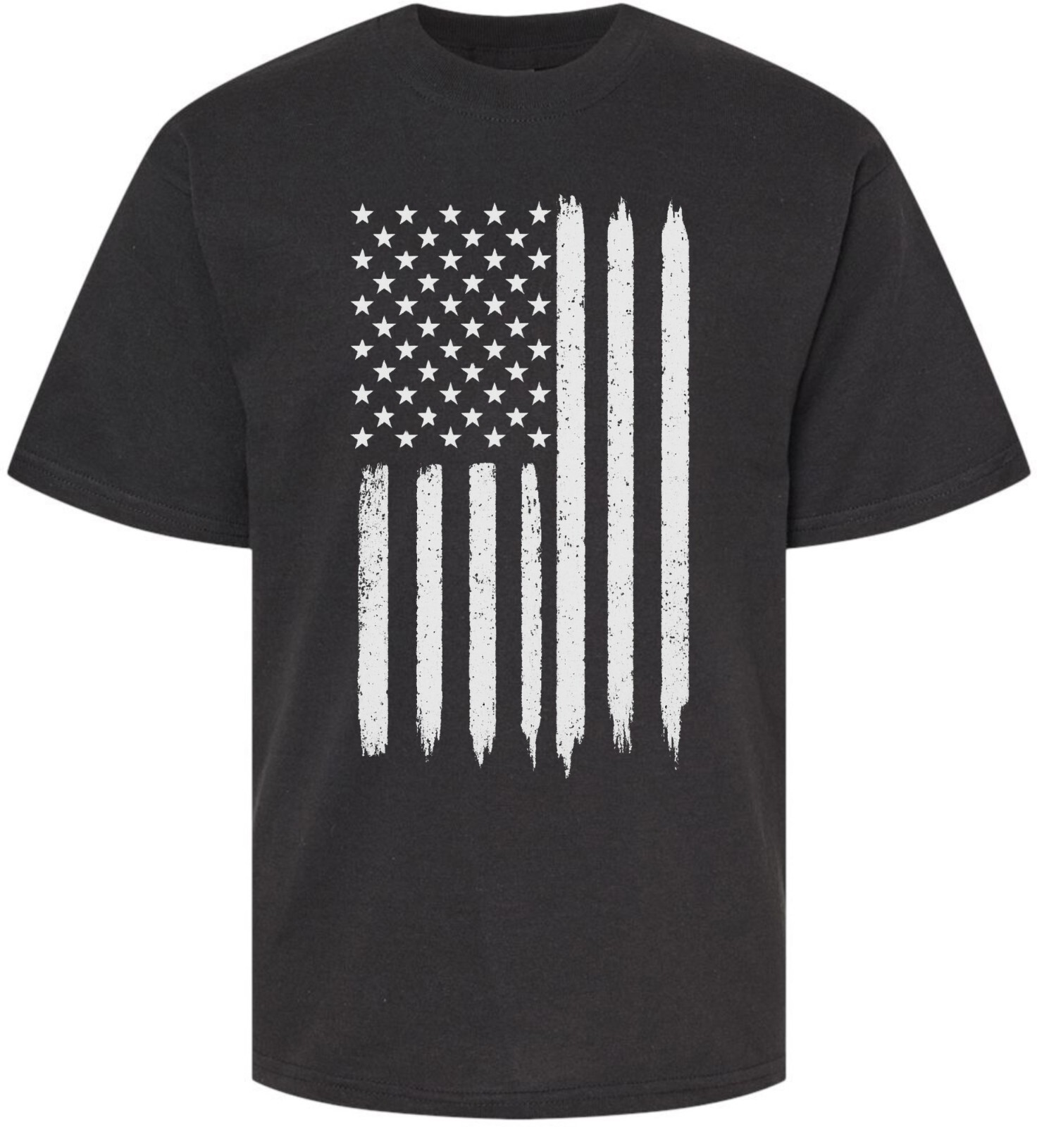 Kids USA Distressed Flag T-Shirt Patriotic United States US Printed Shirt -Black