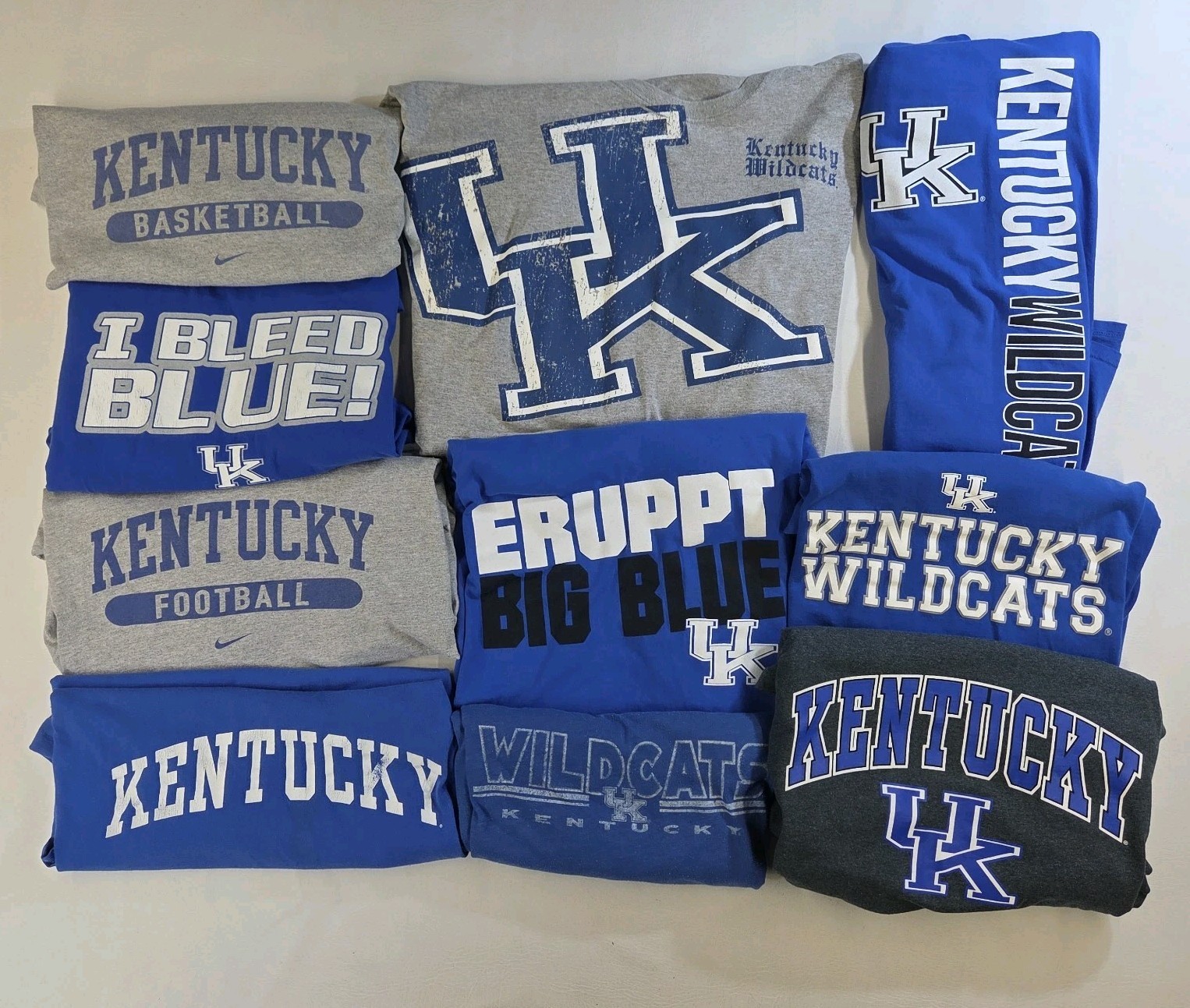 Lot 10 Men&rsquo;s University of Kentucky Wildcats UK T-Shirts 2XL XXL Blue Gray