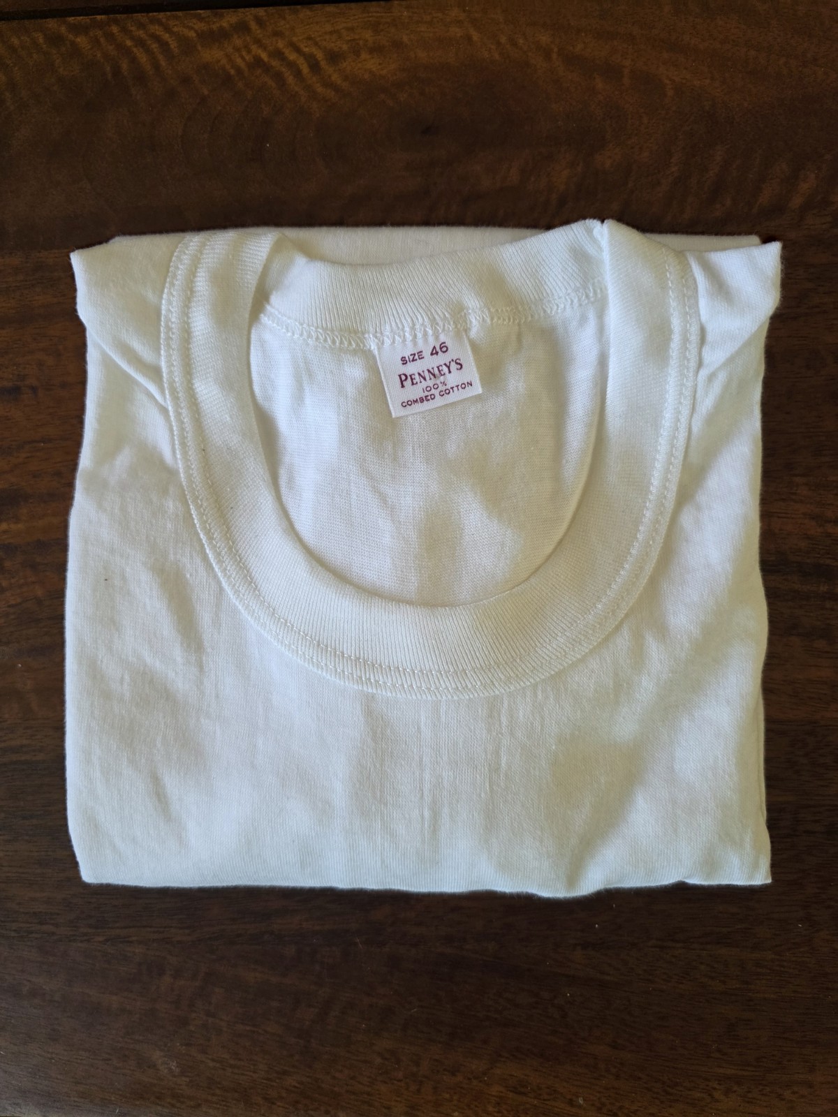 New NWOT Vintage 50s Penny&rsquo;s White Blank Soft T-shirt Size 46 100% Combed Cotton