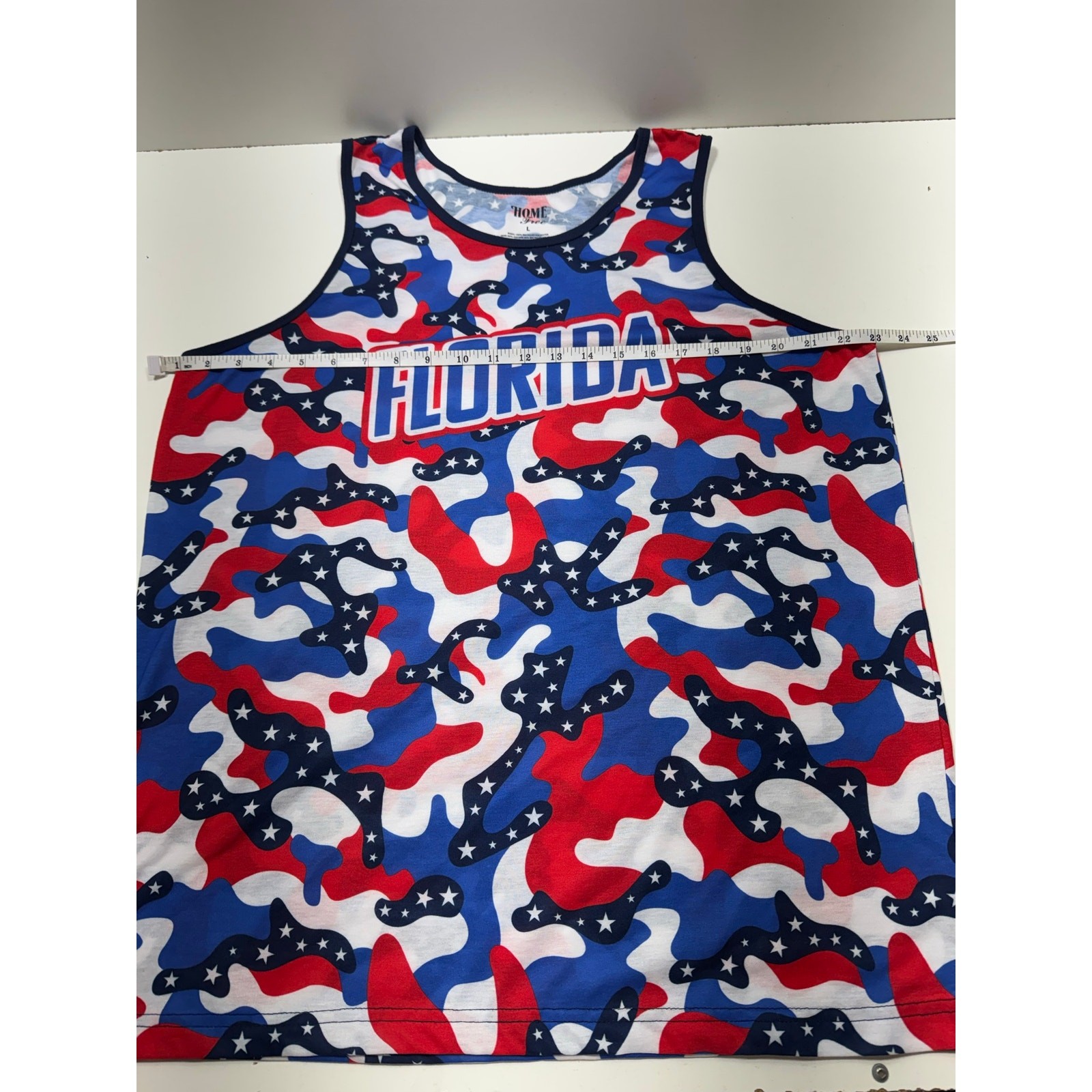 Home Free Florida Men’s Fourth Of July Tank Top Patriotic Sz L Red White & Blue