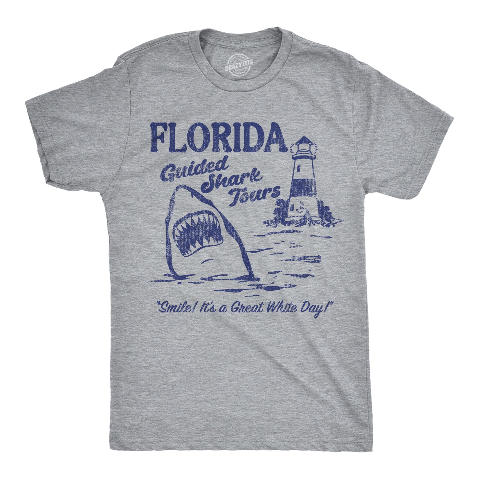 Mens Funny T Shirts Florida Guided Shark Tours Sarcastic Graphic Novelty Tee for