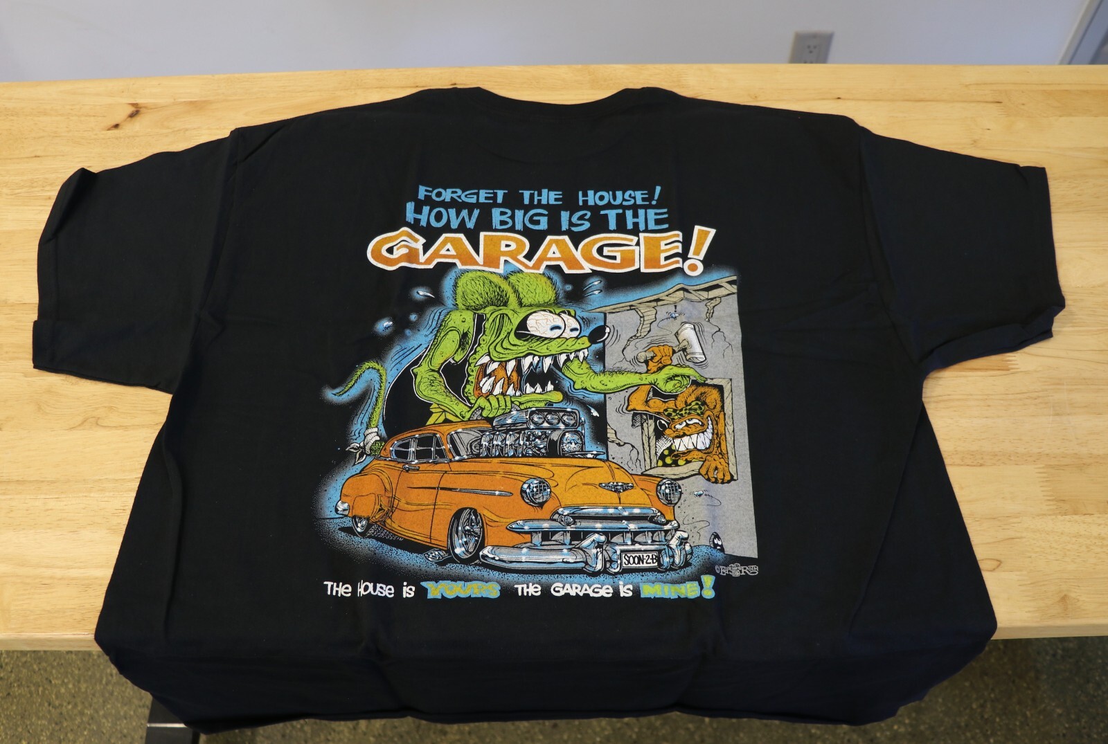 Men&rsquo;s Ed Big Daddy Roth Rat Fink How Big Garage Black Cotton T-Shirt M-3XL RFB8
