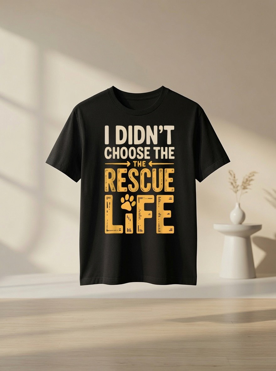Didn&rsquo;t Choose Rescue Life Dog Mom Humor Shelter Dog Lover Graphic Tee Gift