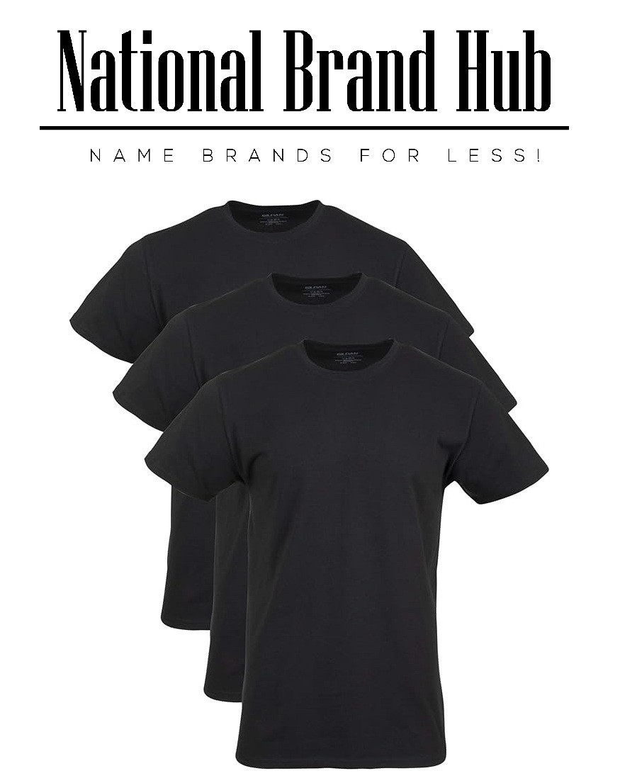 National Brand Hub 3-Pack Men&rsquo;s Major Brands Cotton Black Shirts SM, LG & XL