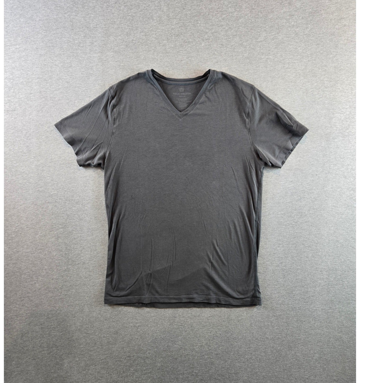 Mack Weldon Shirt Mens Medium Gray V-Neck Anti Odor Supima Workout Gym Casual