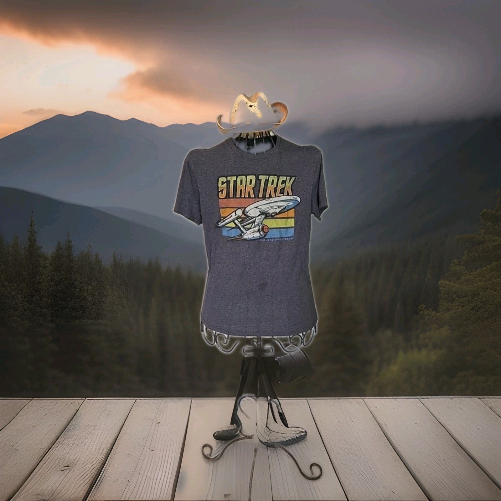 Star Trek Distressed Vintage Look T-Shirt L Gray