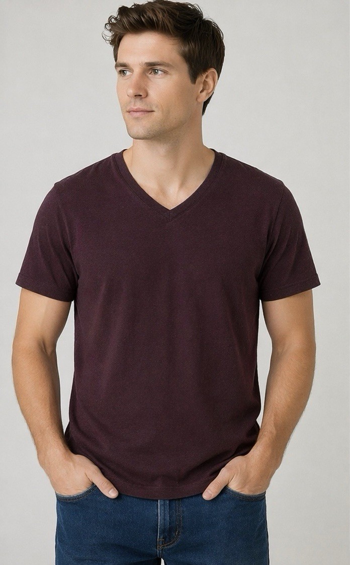 Banana Republic Men’s V-Neck T-Shirt Size XL | Burgundy Heather Tee | Pre-Owned