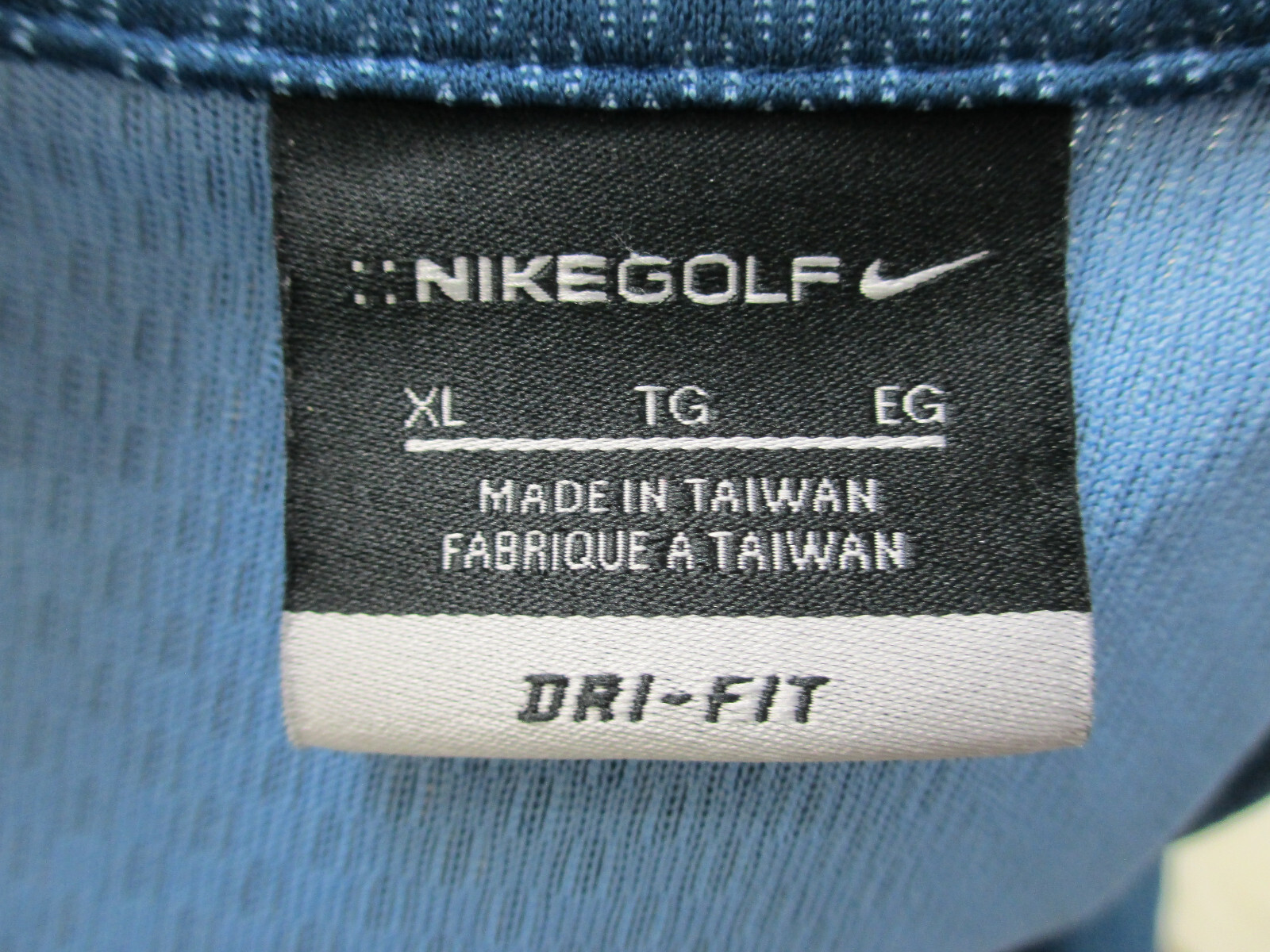 Nike Shirt Mens Extra Large Blue Swoosh Geometric Performance Golf Casual*