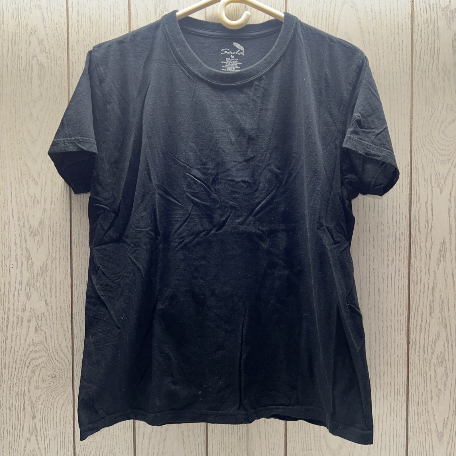 Sada Men’s Tee Shirt Crewneck Black Cotton Short Sleeve Medium