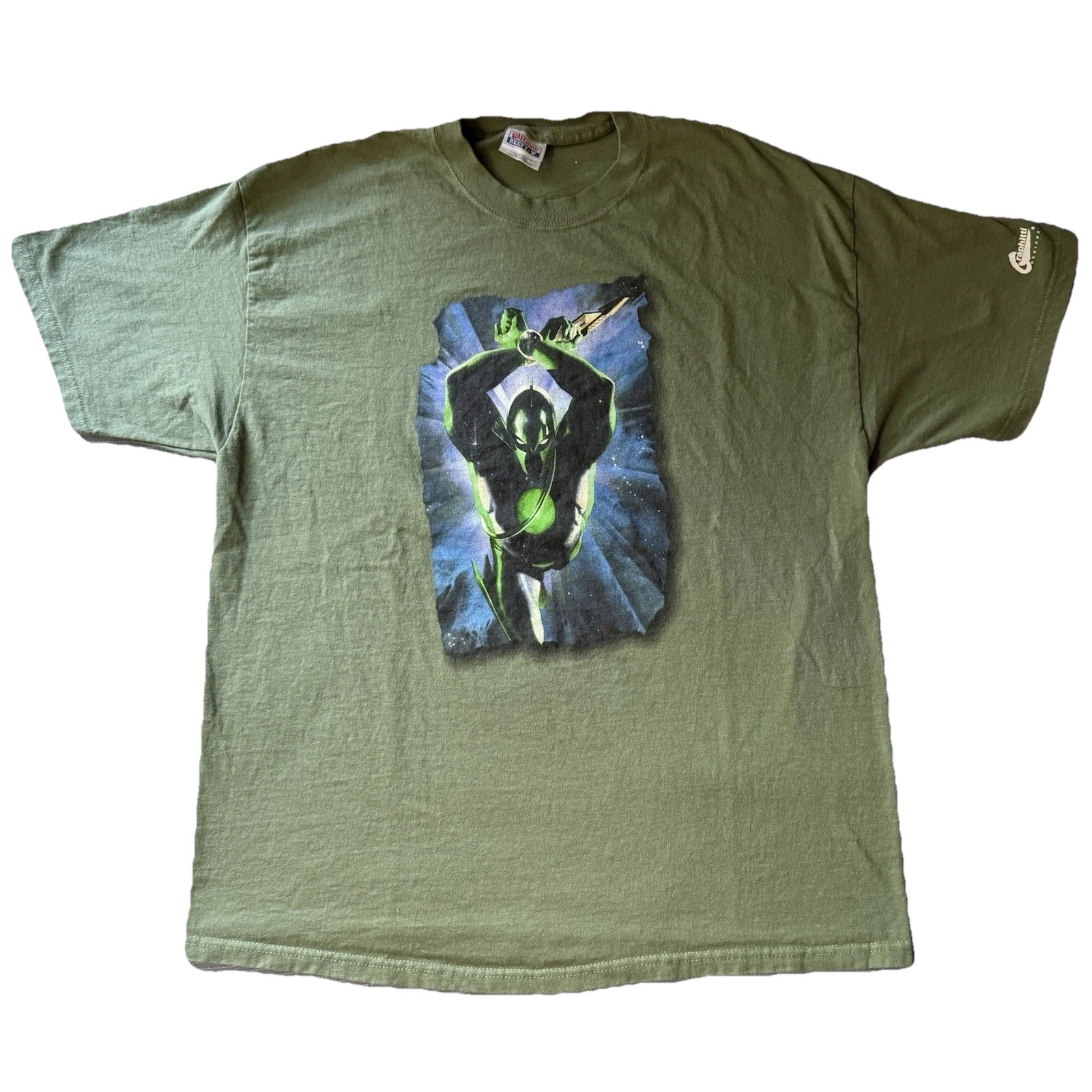 Vintage 2003 Graphitti Designs Green Lantern Captain Marvel Shirt Green Size XL