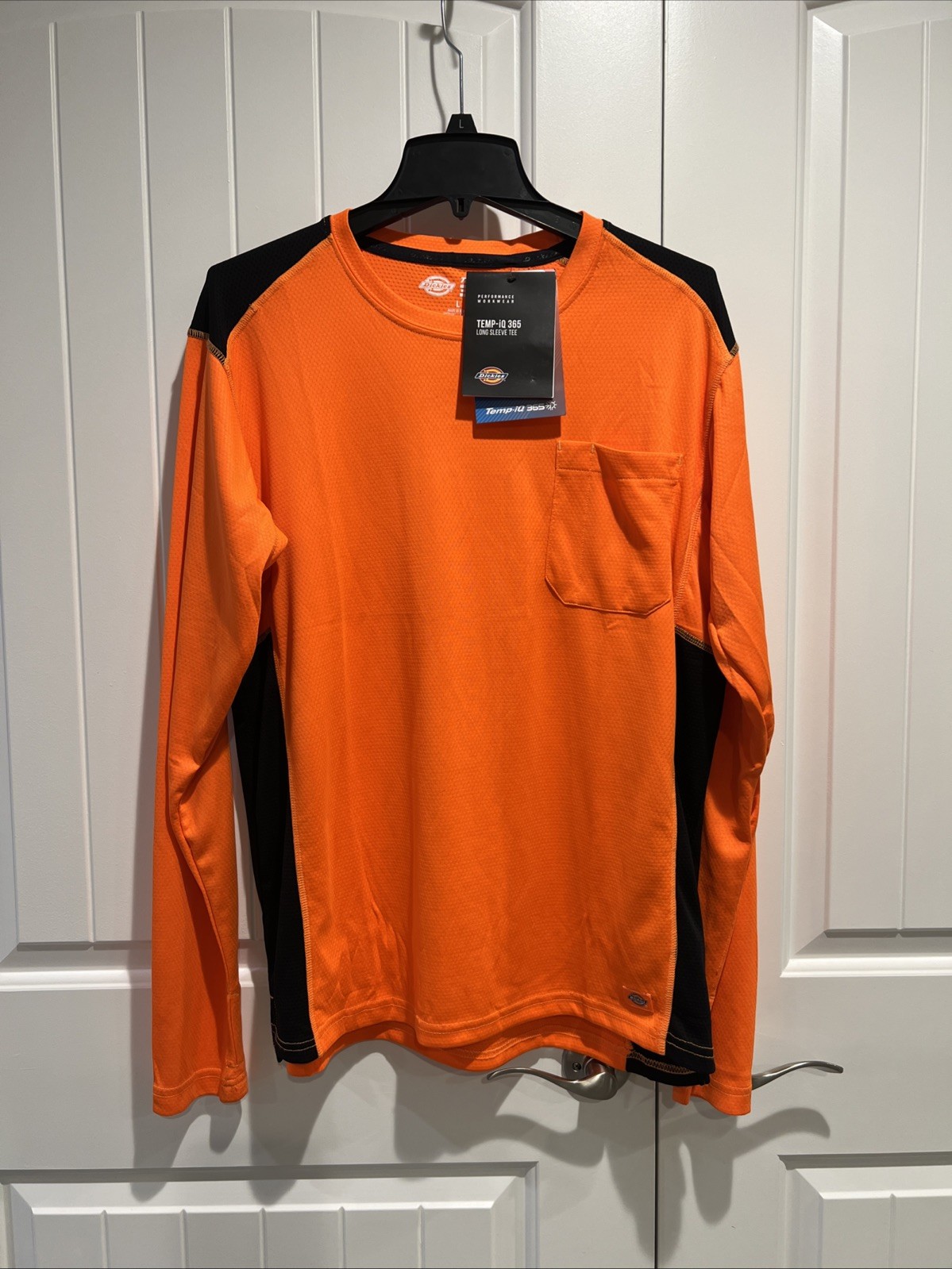 Dickies Men&rsquo;s Shirt Temp-iQ Performance Cooling Long Sleeve Neon Orange Workwear