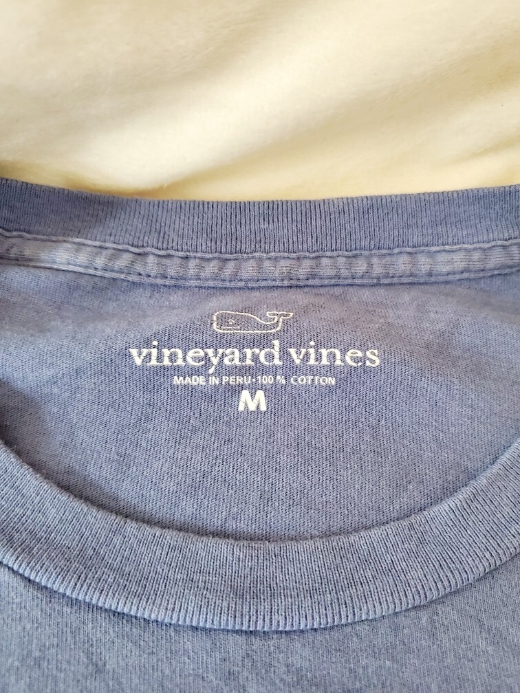 Vineyard Vines Blue Tshirt Big Whale With Pocket Double Sided Mens Size Medium