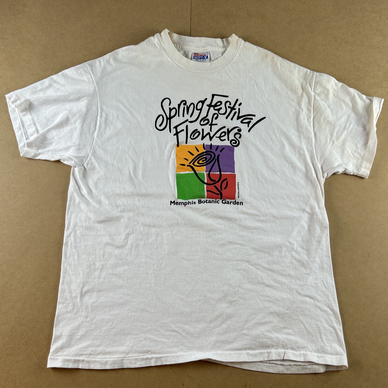 Memphis Spring Festival Of Flowers Shirt Mens XL White VINTAGE Garden SKU3748