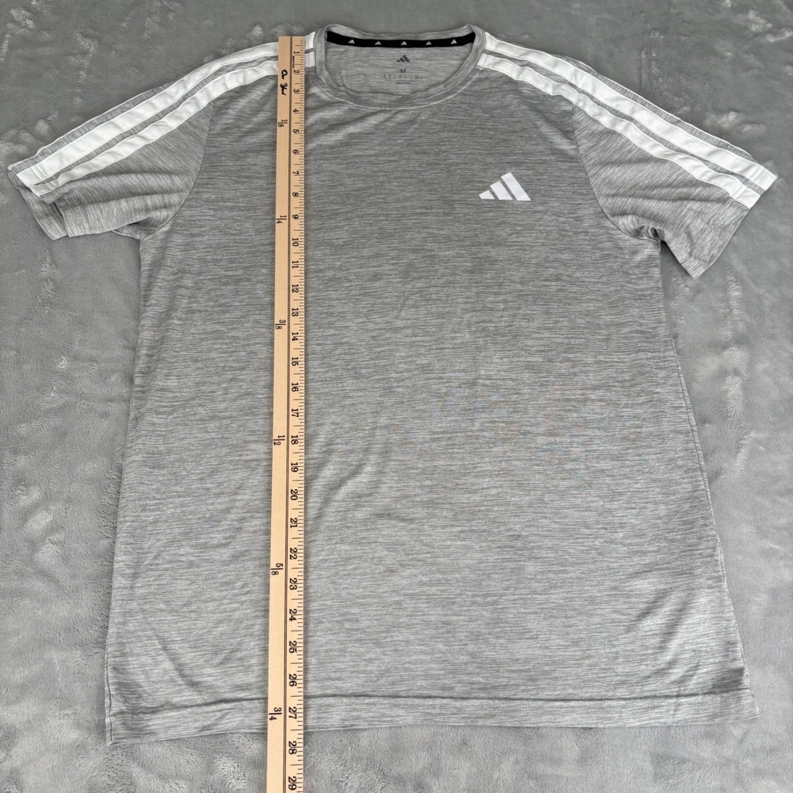 Adidas Climacool Mens Medium Grey Heather 3-Stripe Short Sleeve Training T-Shirt