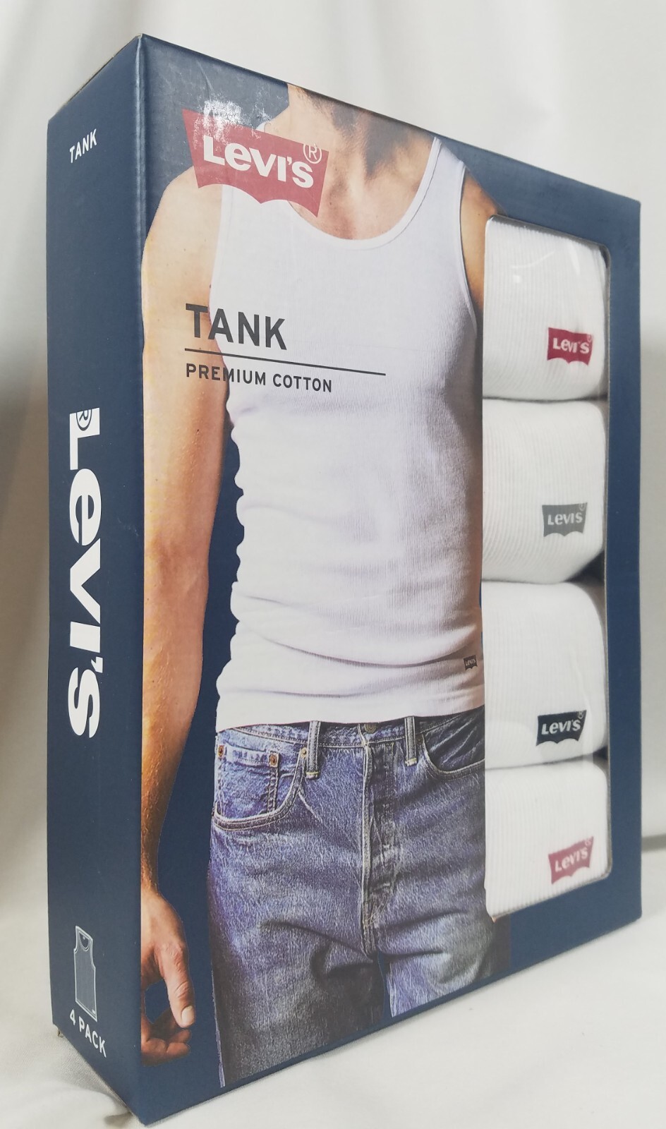 Levi&rsquo;s 4 Pack Tank Tops M White Premium Cotton, Tag-Free Levis SHIPS FREE!