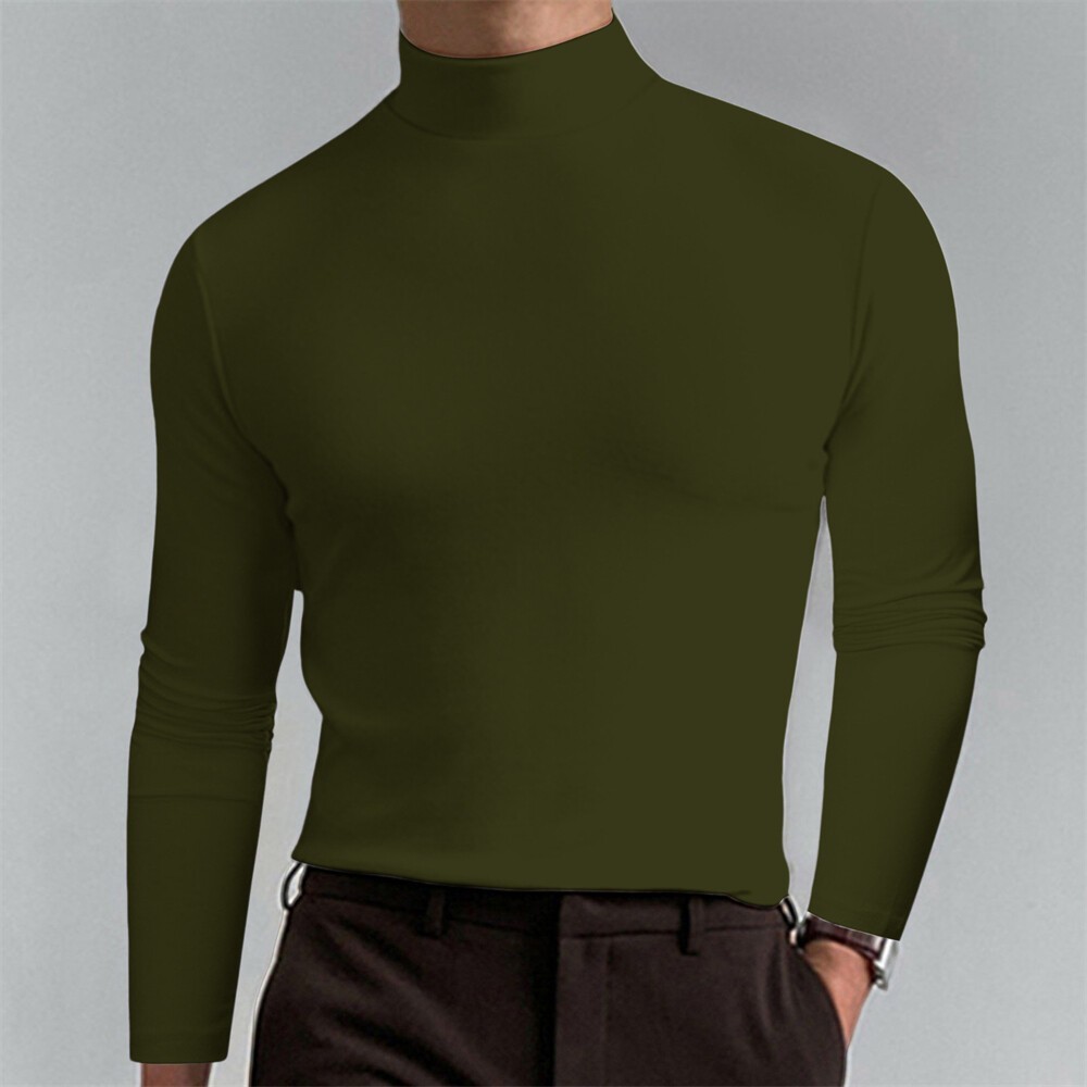 Men&rsquo;s Turtleneck Slim Fit Basic Tops Lightweight Pullover Long Sleeve T Shirt