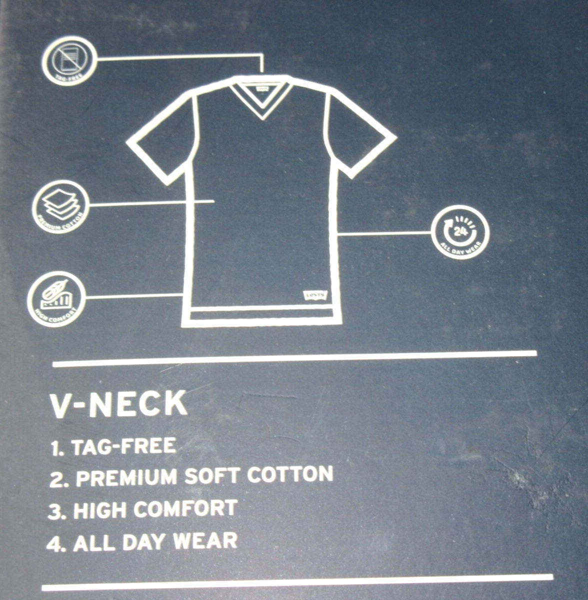 Levi&rsquo;s Men&rsquo;s V-Neck Premium Cotton 3 Pack Tee shirts White NIB Ships Free