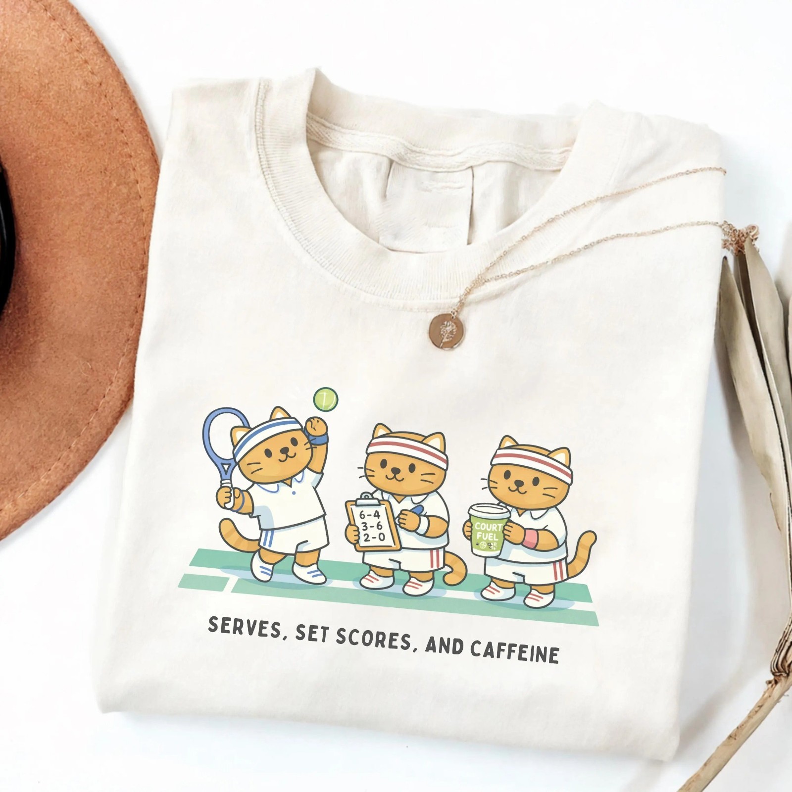 Funny Tennis Cat Cute Kids Adults Unisex Cat Lover Gift T-Shirt