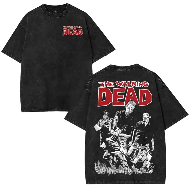The Walking Dead Comic Vintage Double Sided Tee Zombie Horror Graphic Shirt