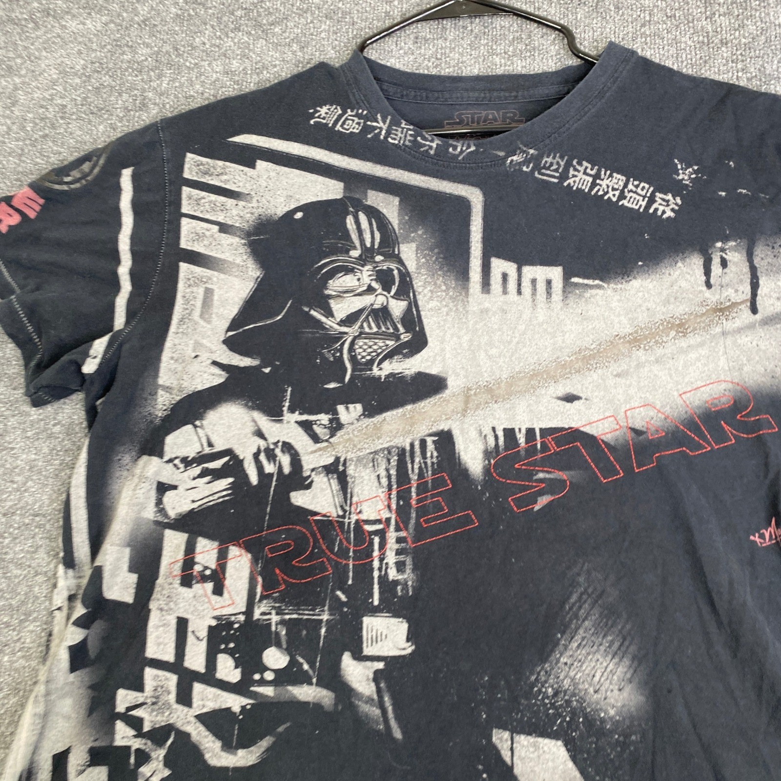 Marc Ecko Star Wars Darth Vader Shirt Mens XL Black y2k Cut & Sew Graphic Tee