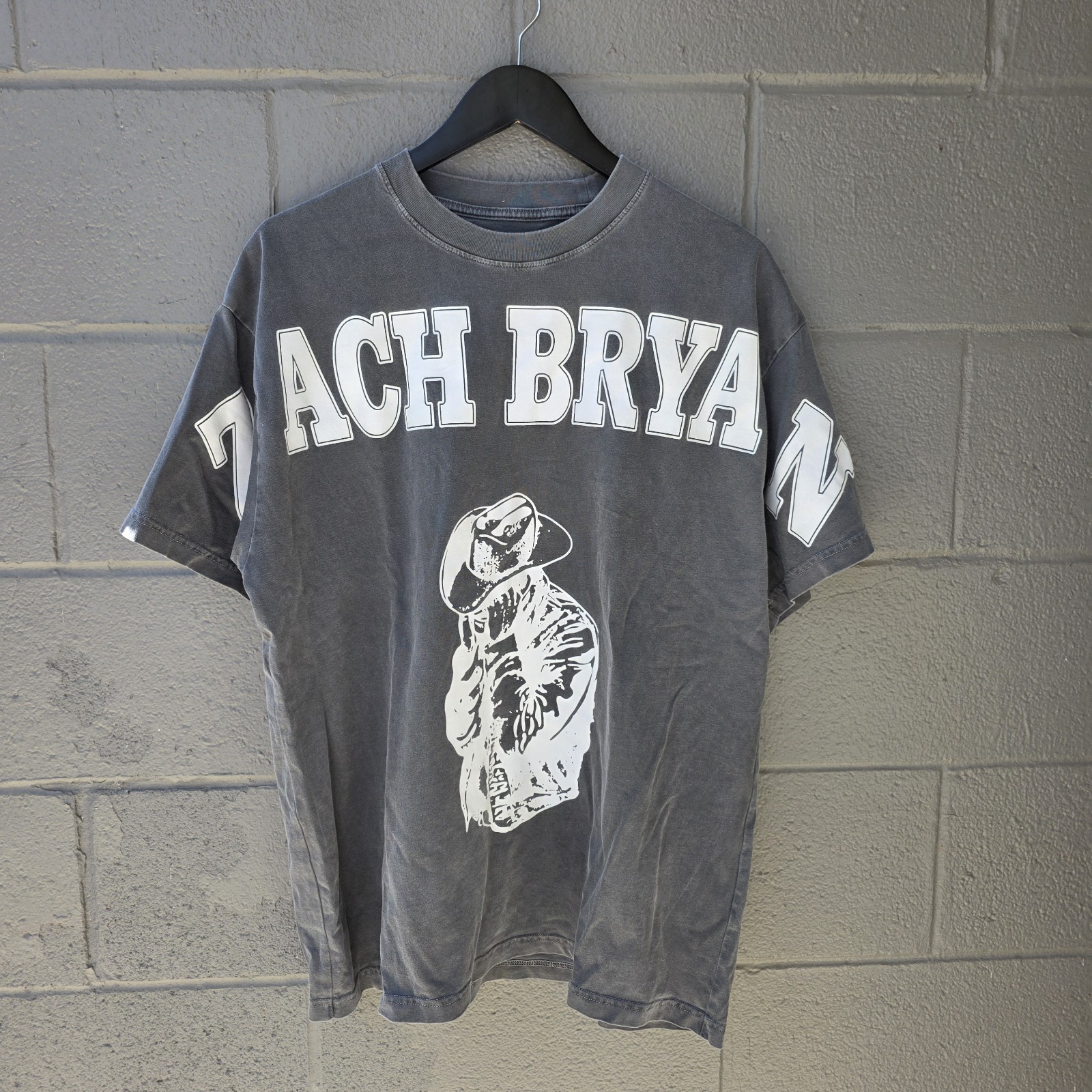Zach Bryan Distressed Shirt Size Large Gray Official BURN BURN BURN Tour