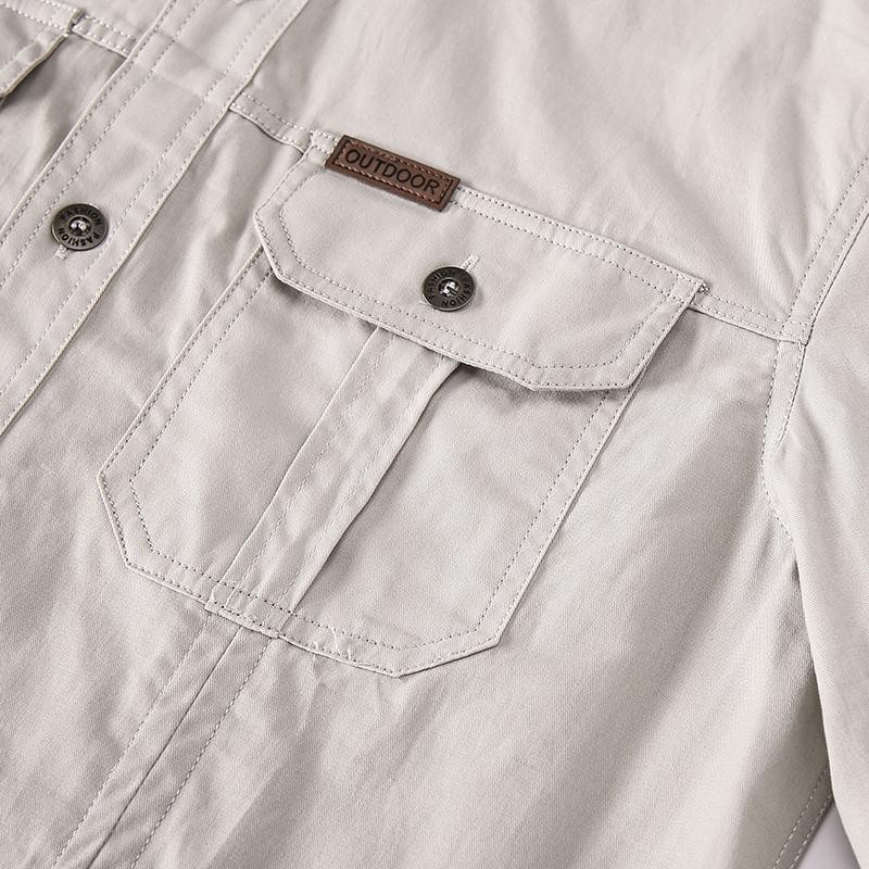 Men&rsquo;s Long-Sleeve Western Shirts Cotton Button-Up Military Style