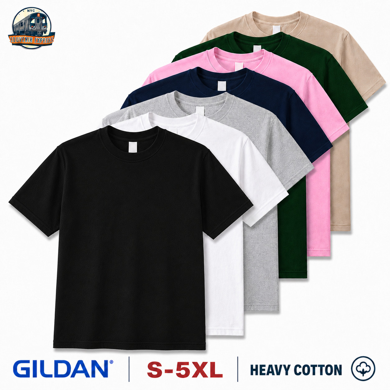 Gildan Heavy Cotton 5000 T-Shirt 3 & 5 Pack Men&rsquo;s Blank Crew Neck Tee S-5XL