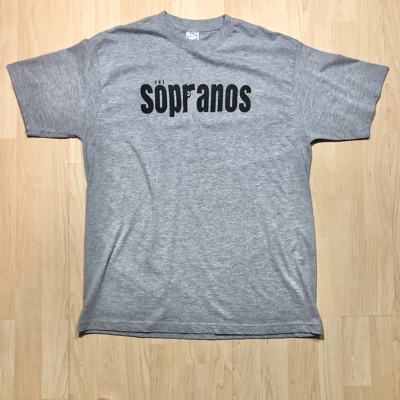 Vtg HBO The Sopranos Shirt L Gray TV Show Promo Tee Rare T-shirt Y2K EUC