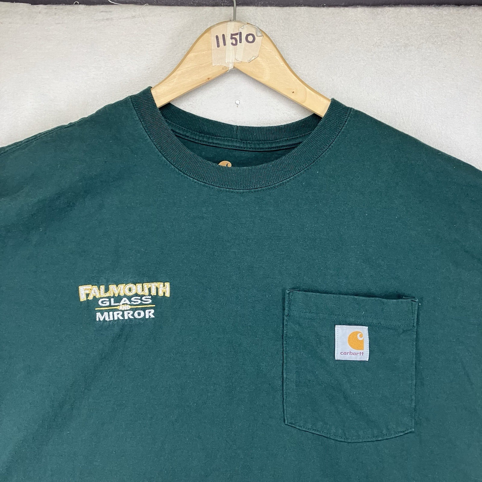 Carhartt Mens Large Short Sleeve T-Shirt OG Fit Heavy Hunter Green Company Logo