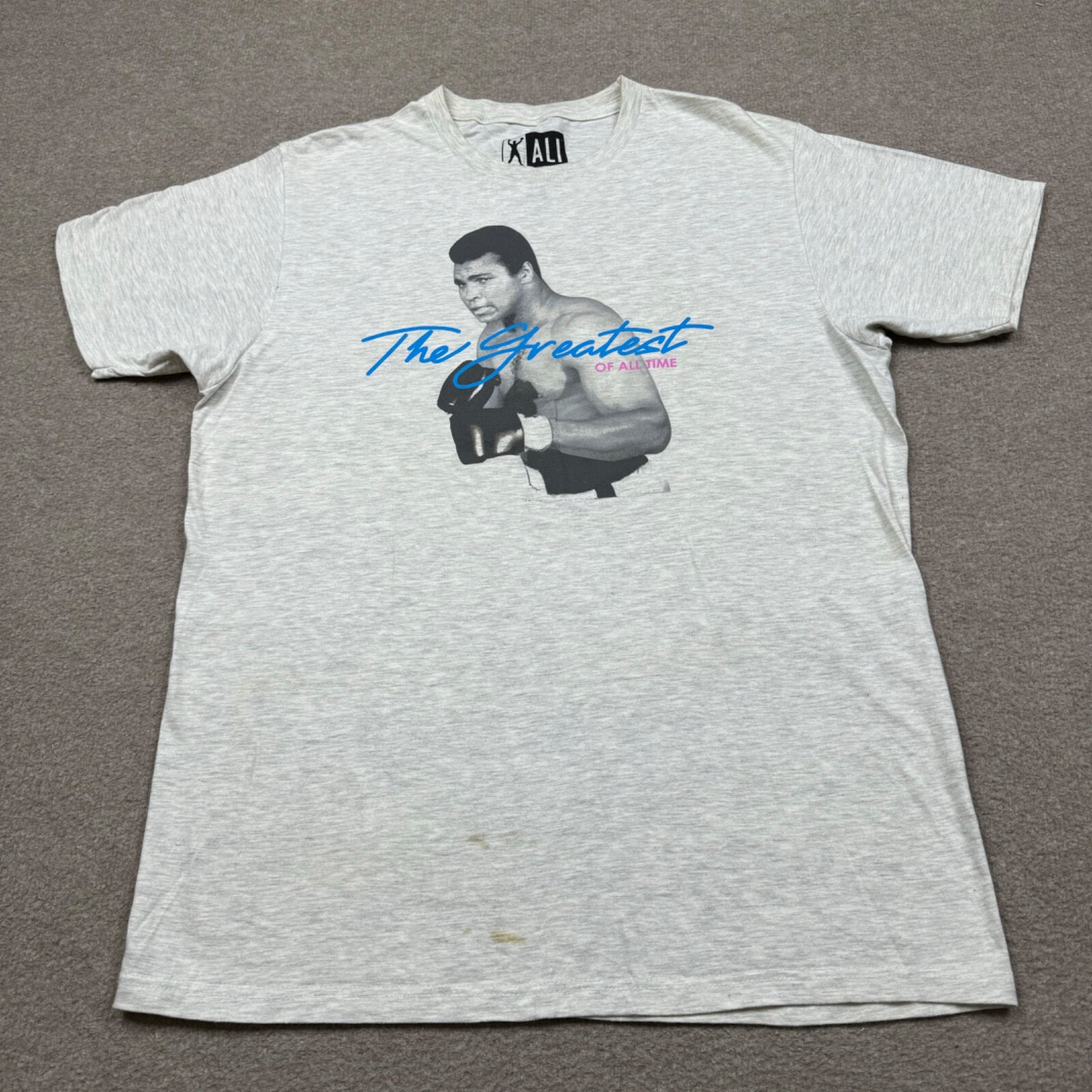 Muhammad Ali Mens Shirt Gray Large L Short Sleeve Boxing Logo Graphic Tee Adults