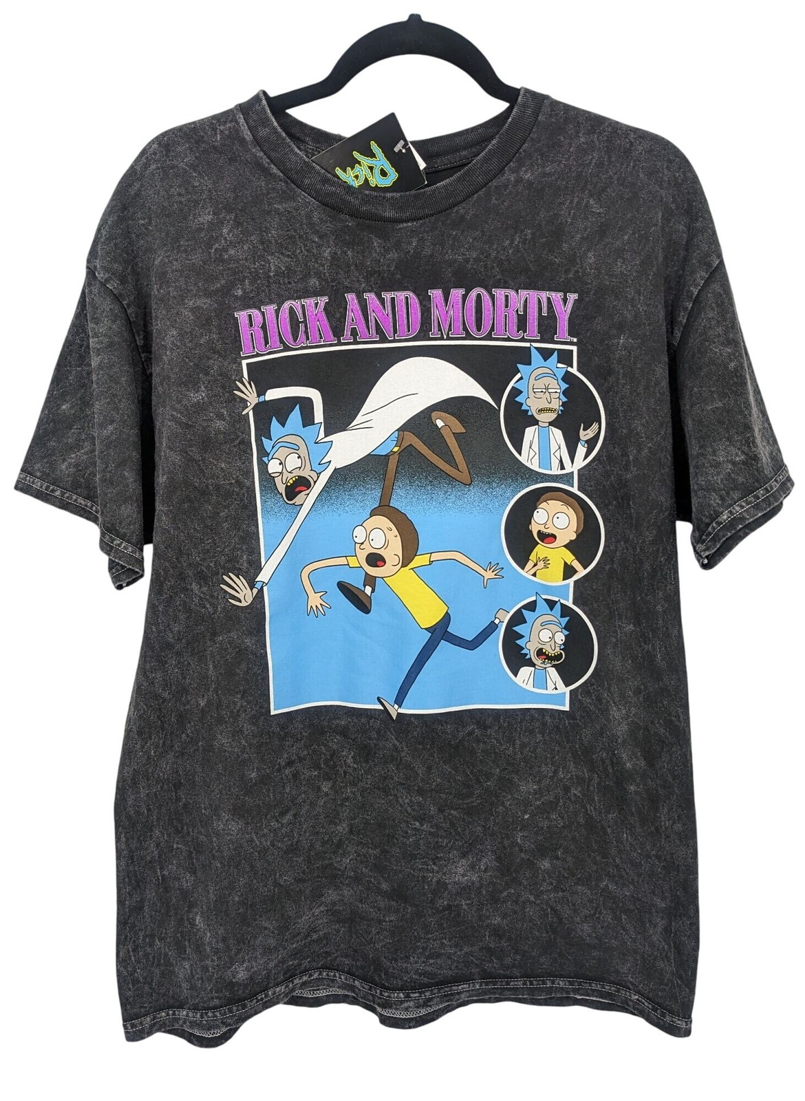 Rick and Morty Acid Wash Graphic TShirt Cartoon Network Streetwear Grunge Medium