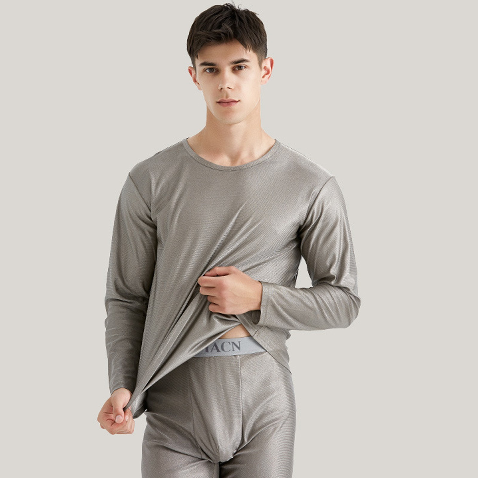 Men EMF EMI Shielding Long Sleeve Top 100% Silver Fiber Anti-Radiation Shirt